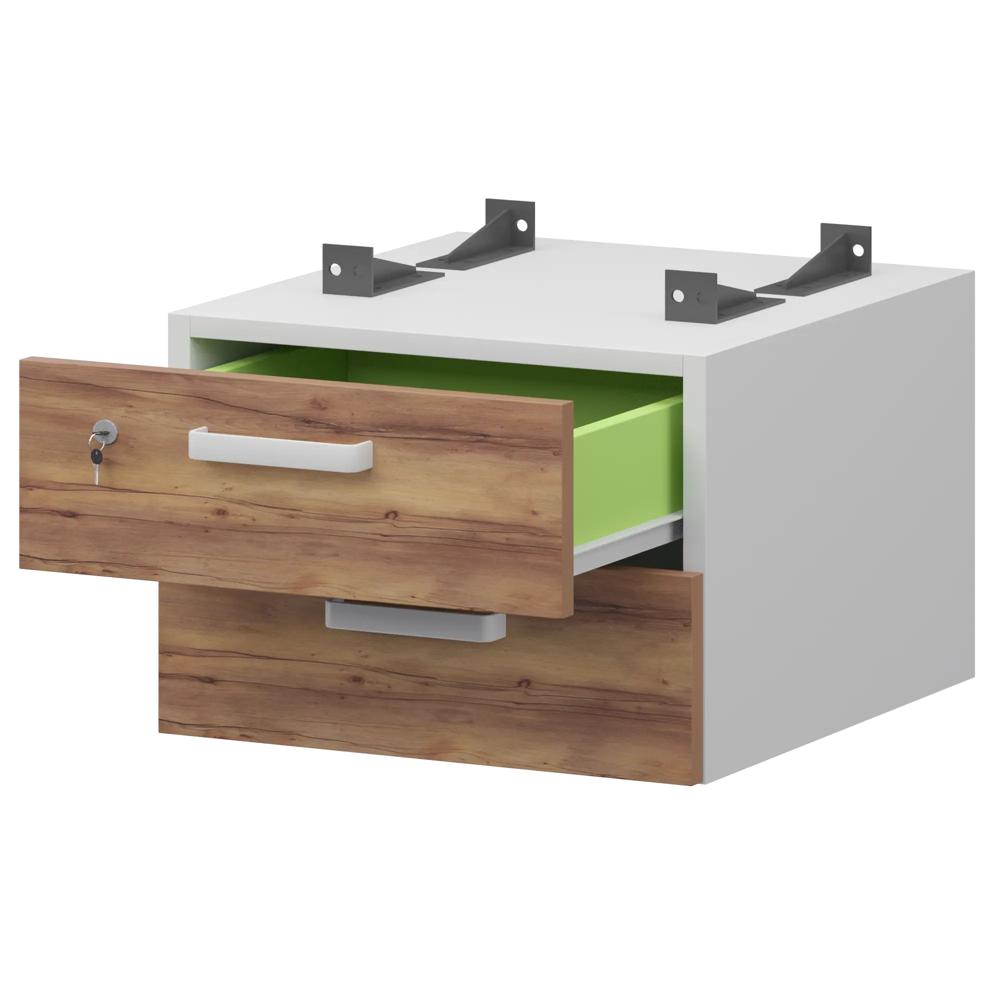 Тумба подвесная для столов на м/каркасе гл.600 мм Смарт СМТ-2ПД.60 Белый/Таксония