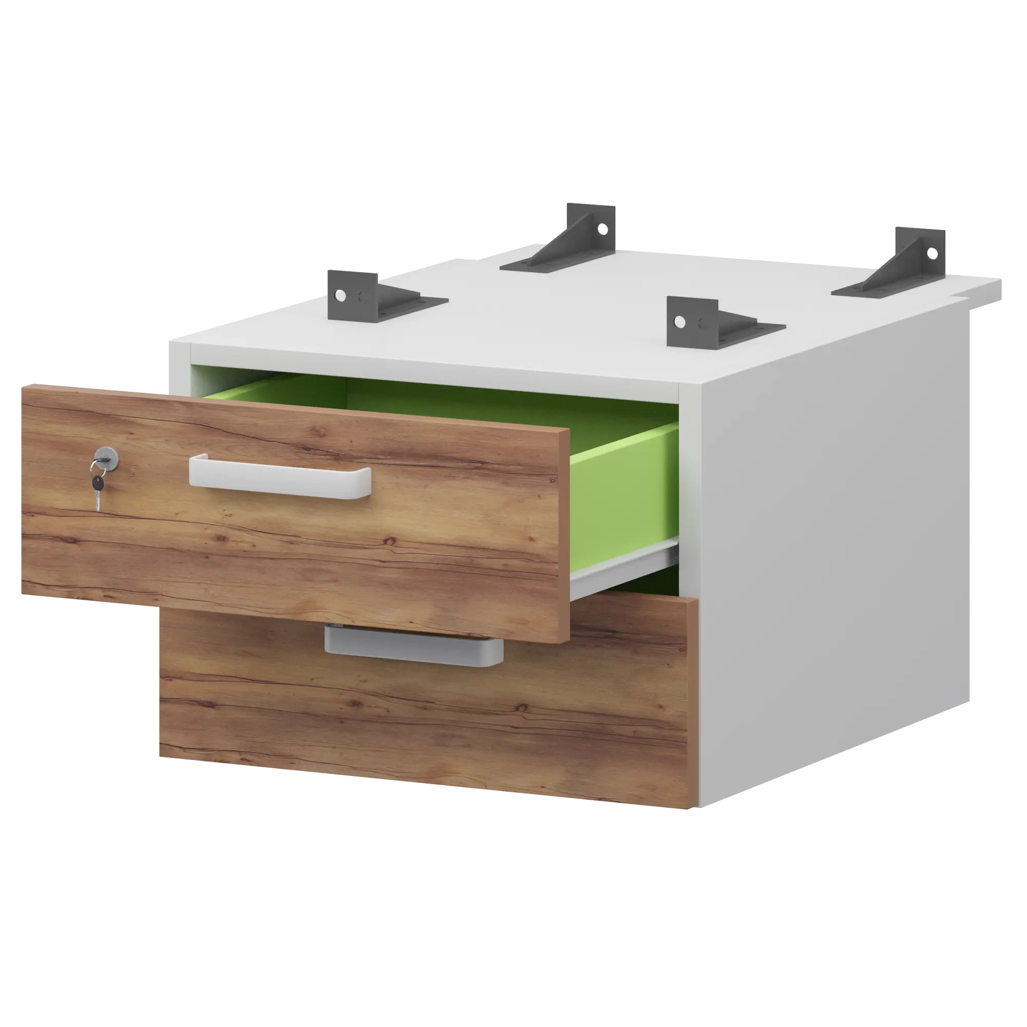 Тумба подвесная для столов на м/каркасе гл.730 мм Смарт СМТ-2ПД.73 Белый/Таксония