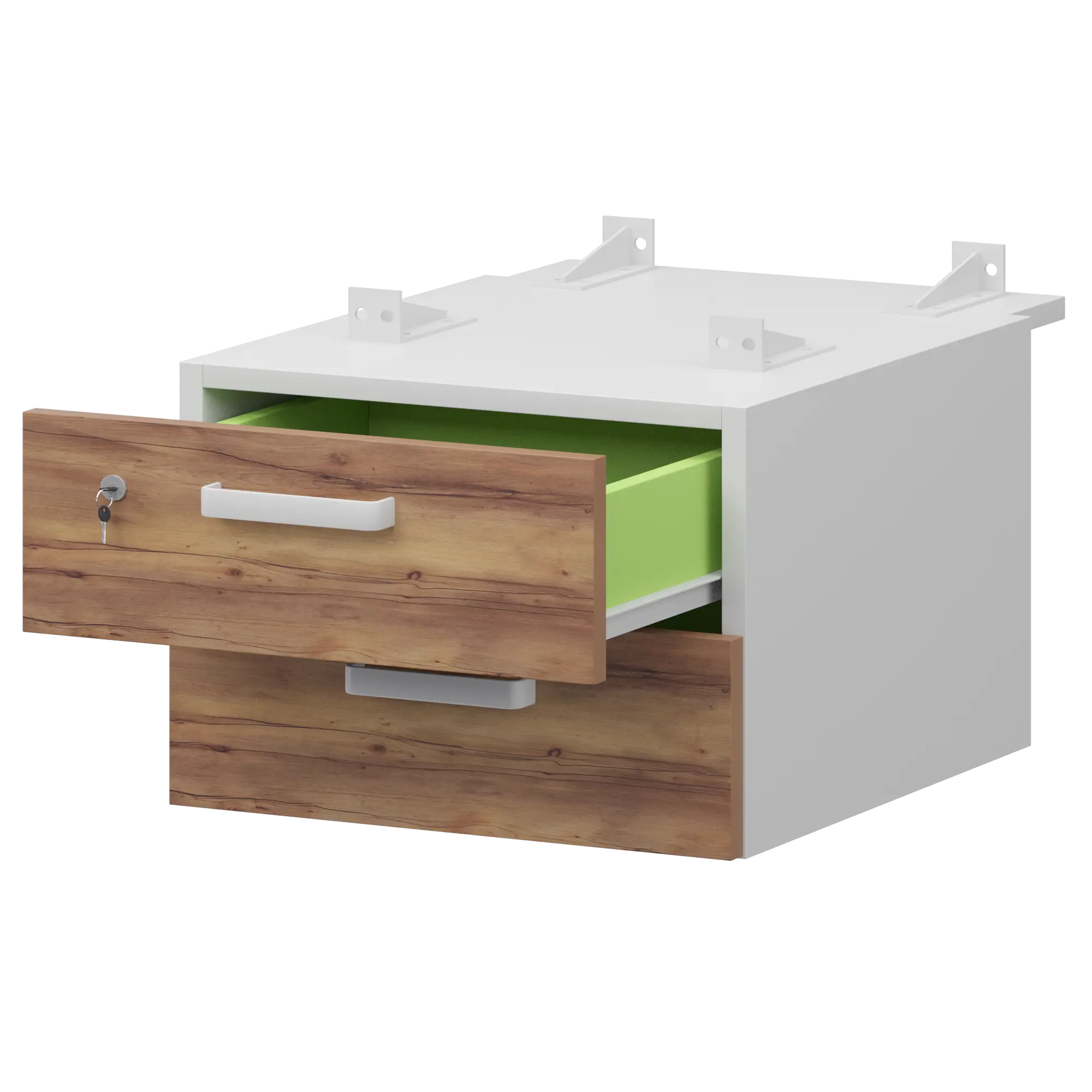 Тумба подвесная для столов на м/каркасе гл.730 мм Смарт СМТ-2ПД.73 Белый/Таксония