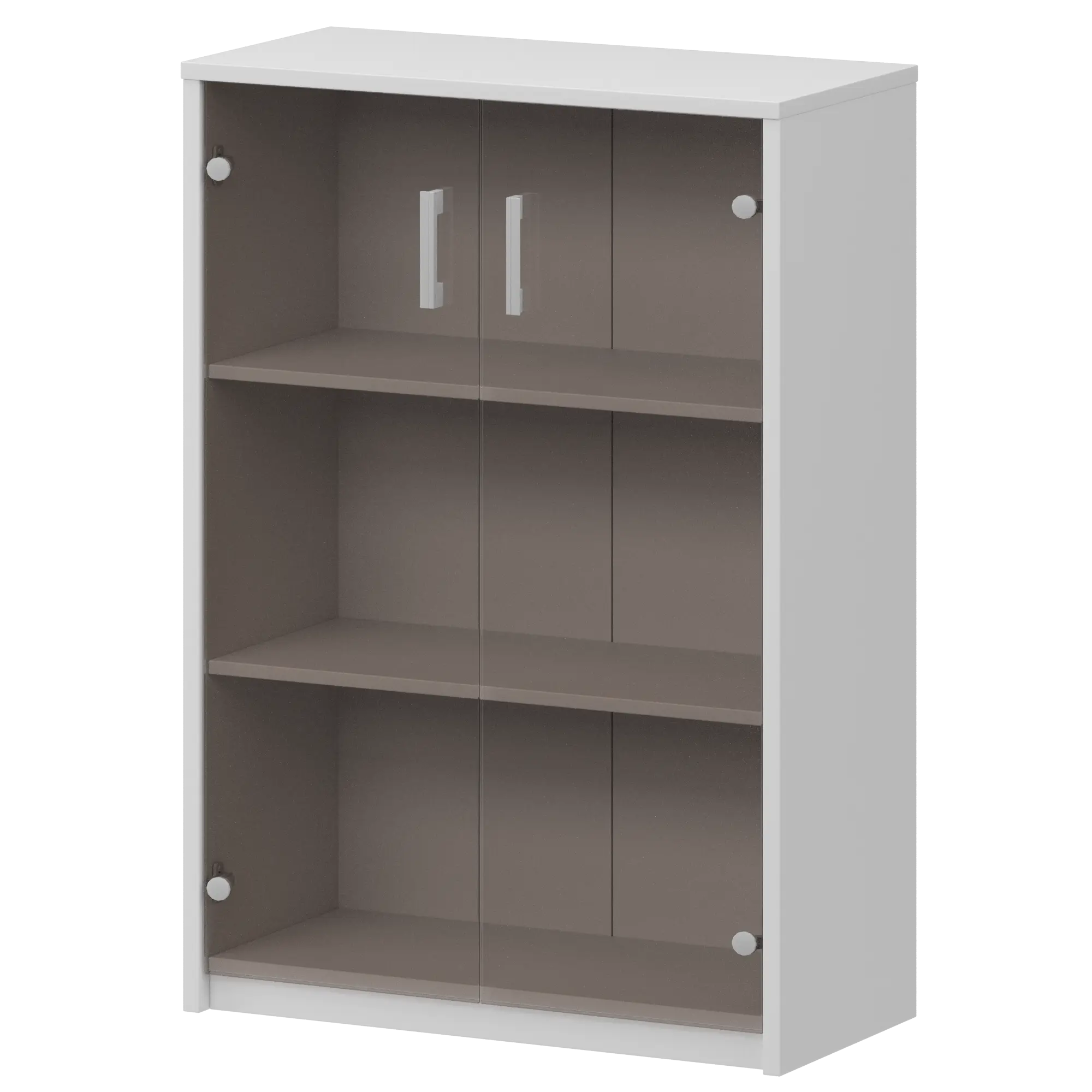 Стеллаж средний с тонированным стеклом Арго А-304/А-стл304тон Белый