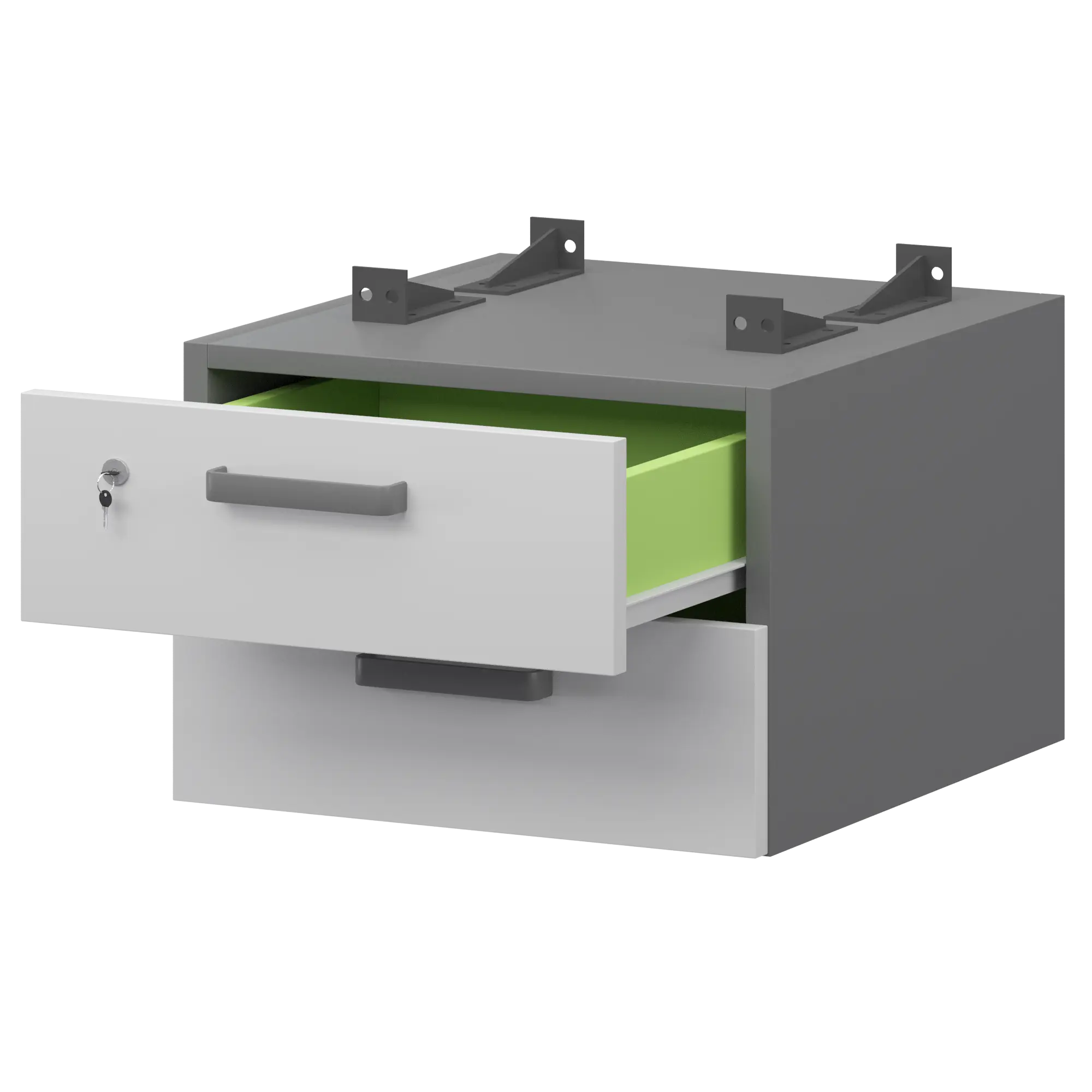 Тумба подвесная для столов на м/каркасе гл.600 мм Смарт СМТ-2ПД.60 Графит/Белый