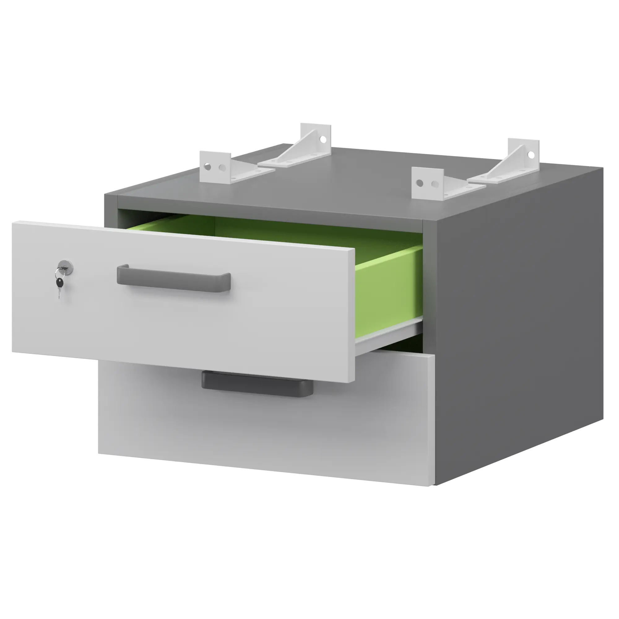 Тумба подвесная для столов на м/каркасе гл.600 мм Смарт СМТ-2ПД.60 Графит/Белый