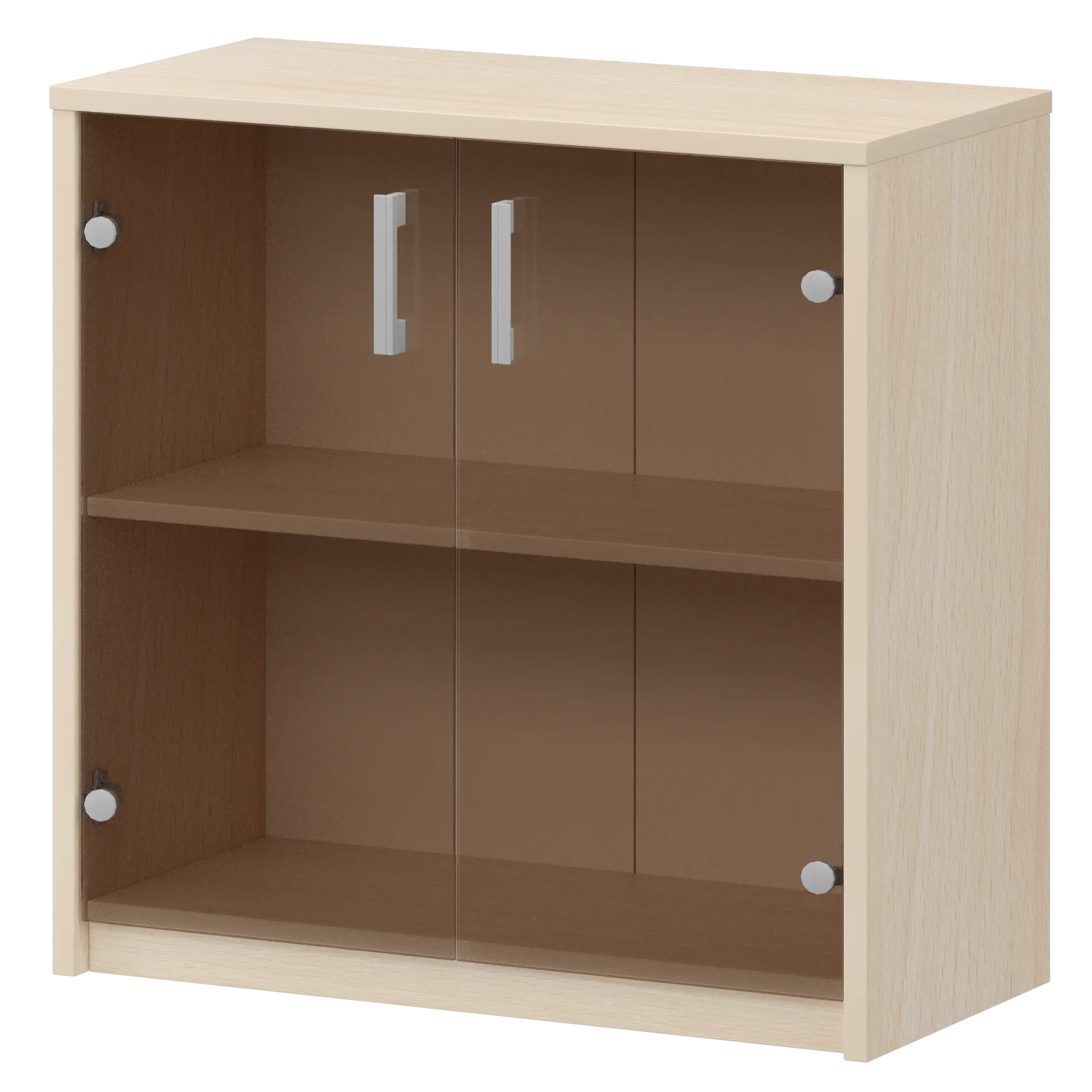 Стеллаж низкий с тонированным стеклом Арго А-302/А-стл302тон Бук