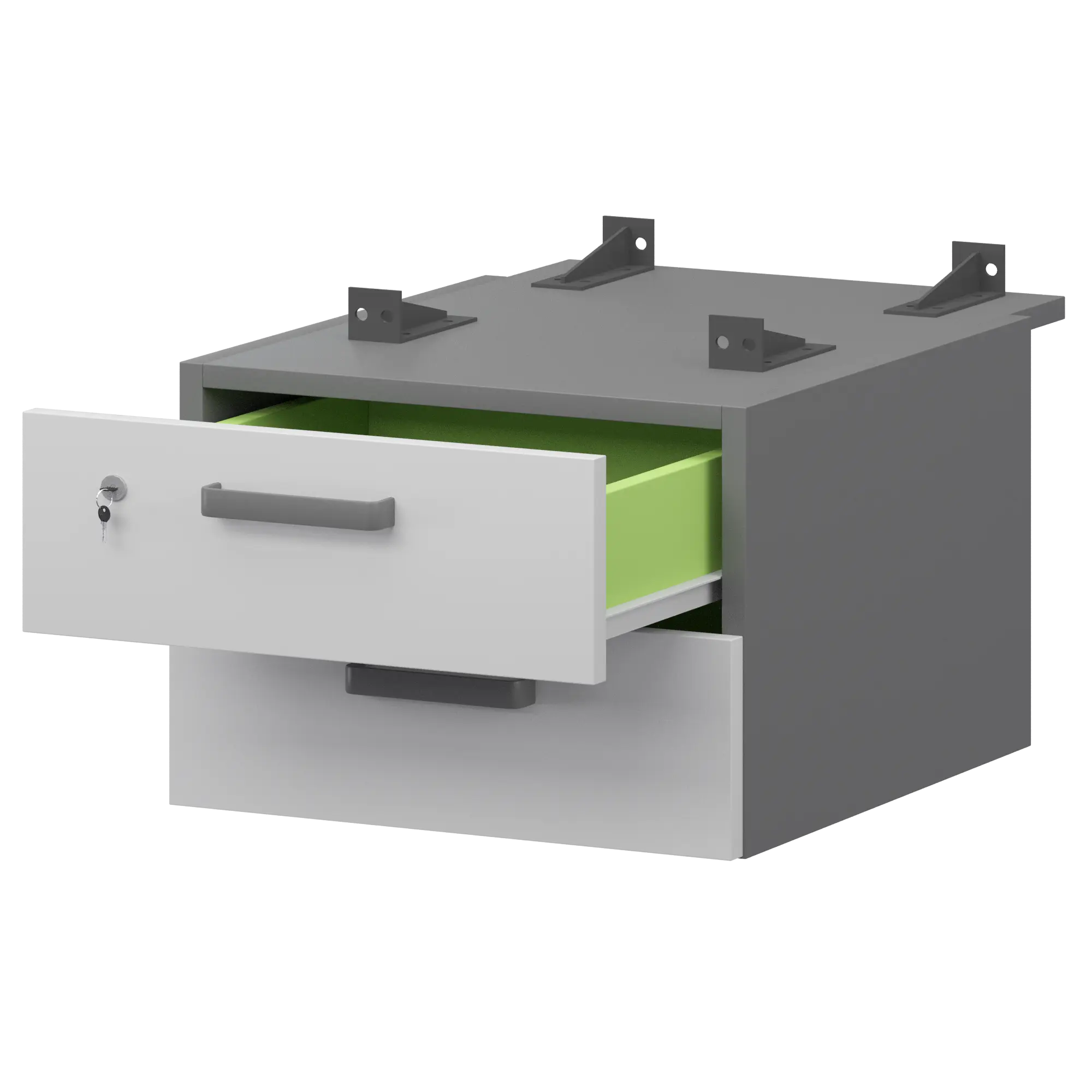 Тумба подвесная для столов на м/каркасе гл.730 мм Смарт СМТ-2ПД.73 Графит/Белый