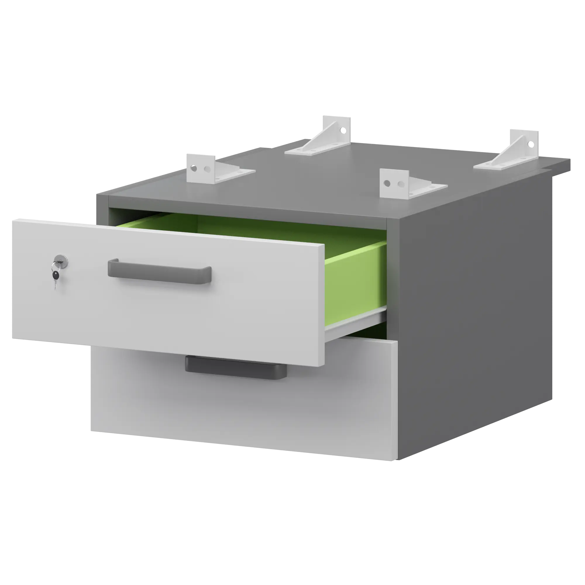 Тумба подвесная для столов на м/каркасе гл.730 мм Смарт СМТ-2ПД.73 Графит/Белый