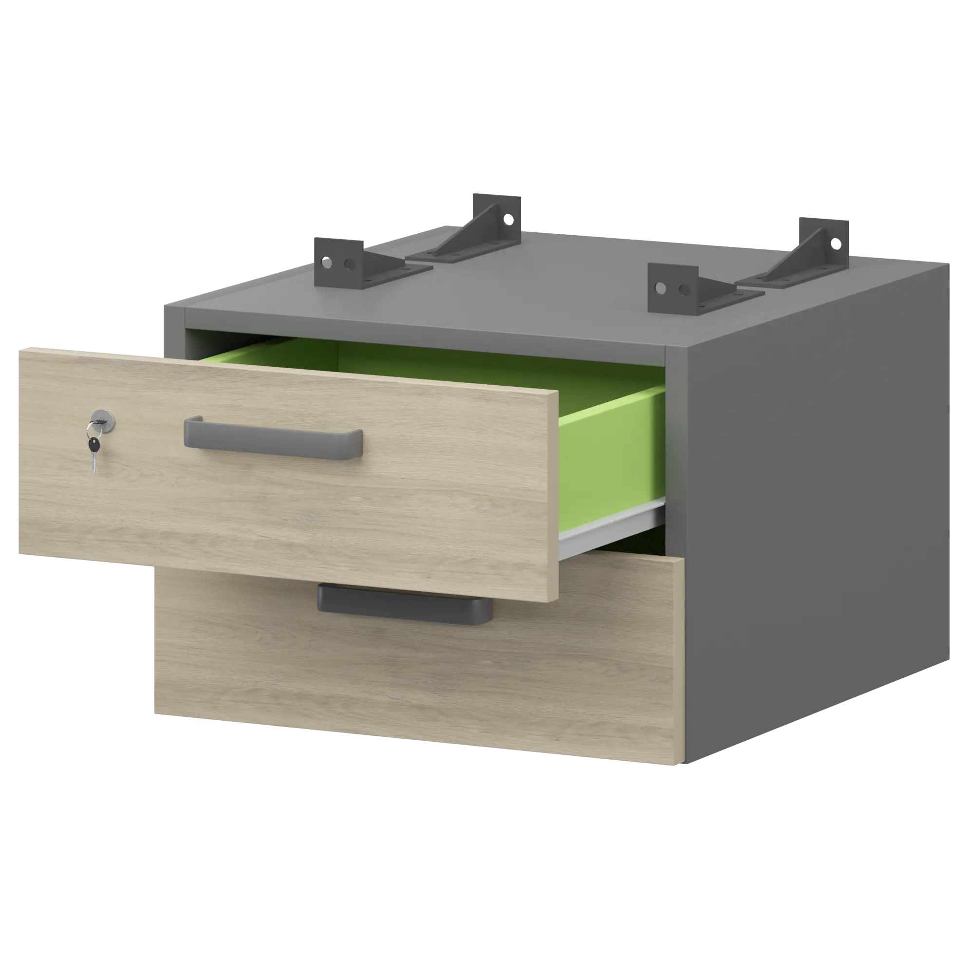 Тумба подвесная для столов на м/каркасе гл.600 мм Смарт СМТ-2ПД.60 Графит/Кронберг