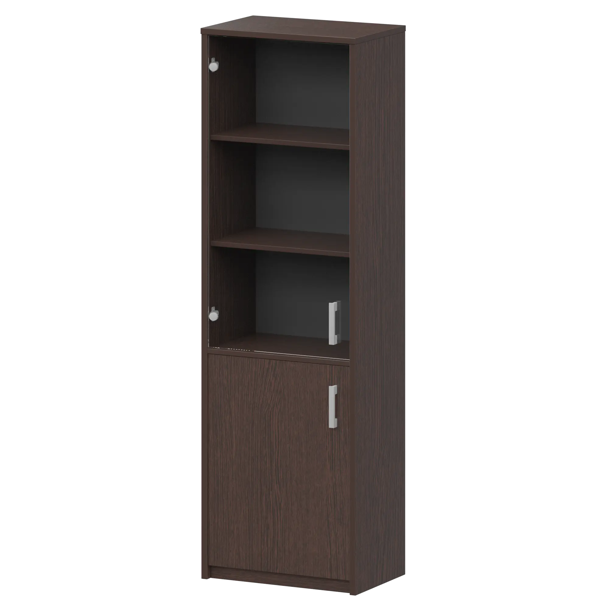 Шкаф комбинированный узкий с прозрачным стеклом Арго А-321/А-стл321пр Дуб венге