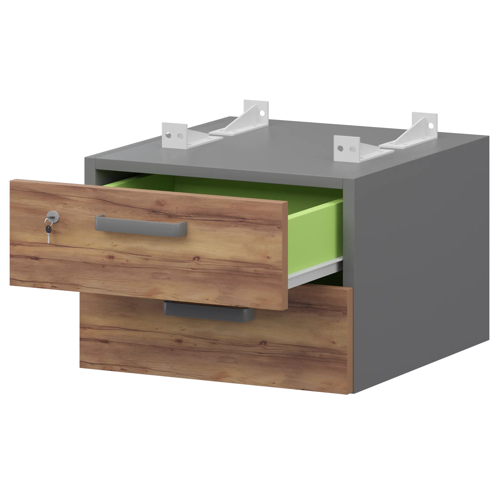 Тумба подвесная для столов на м/каркасе гл.600 мм Смарт СМТ-2ПД.60 Графит/Таксония