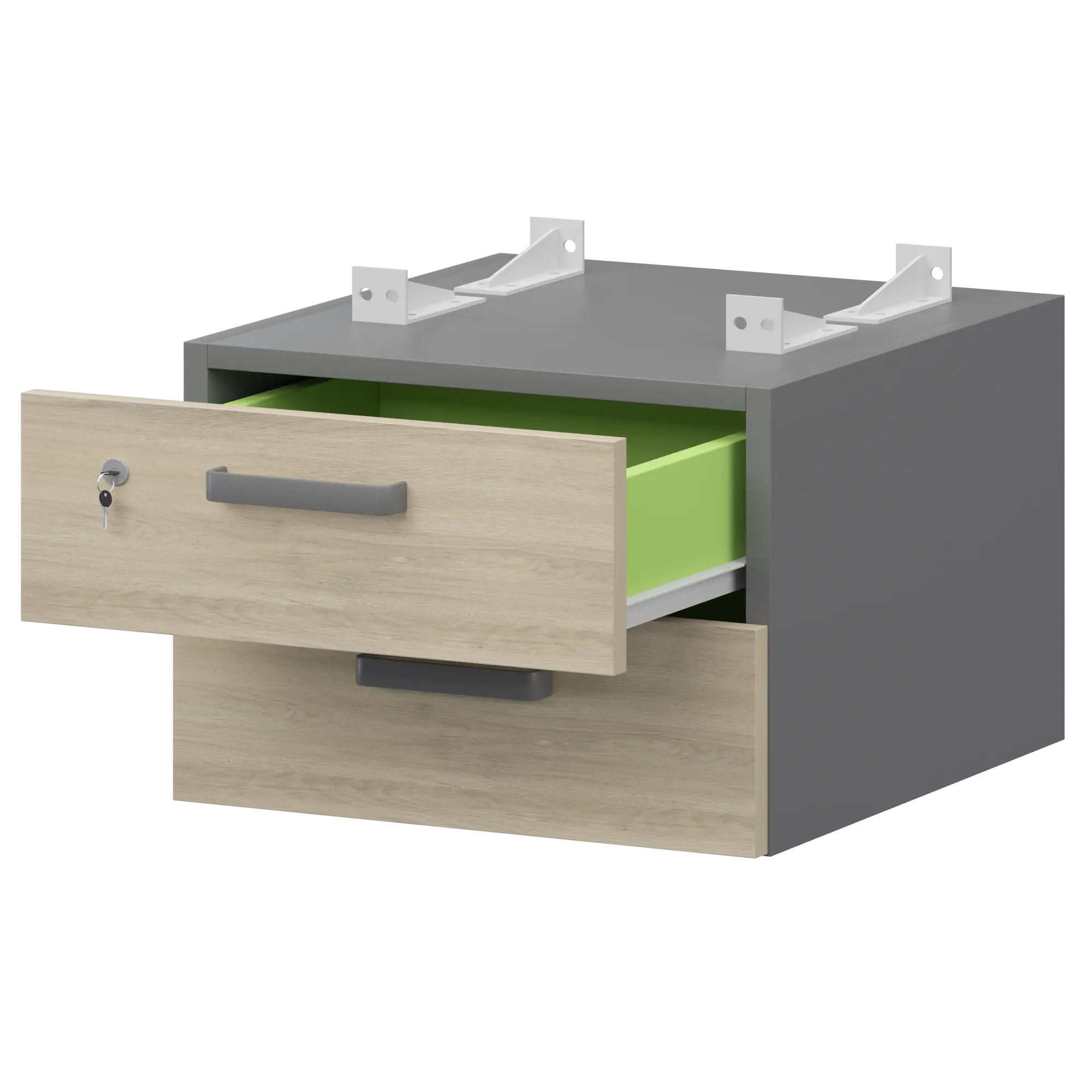 Тумба подвесная для столов на м/каркасе гл.600 мм Смарт СМТ-2ПД.60 Графит/Кронберг