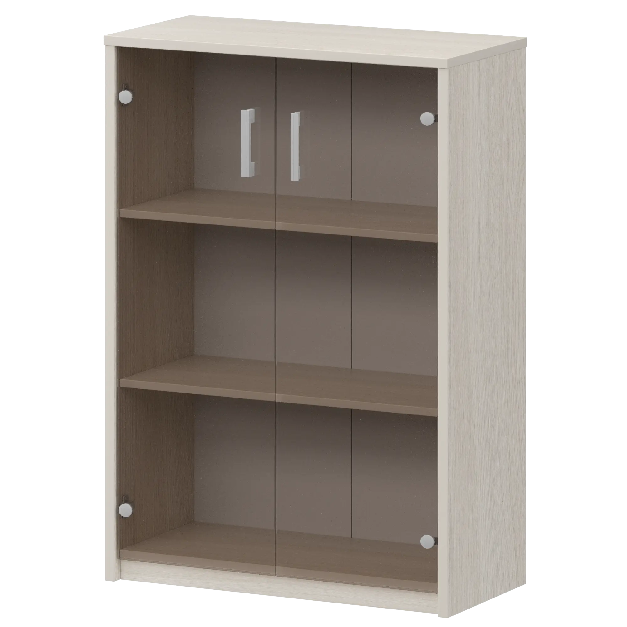 Стеллаж средний с тонированным стеклом Арго А-304/А-стл304тон Ясень шимо