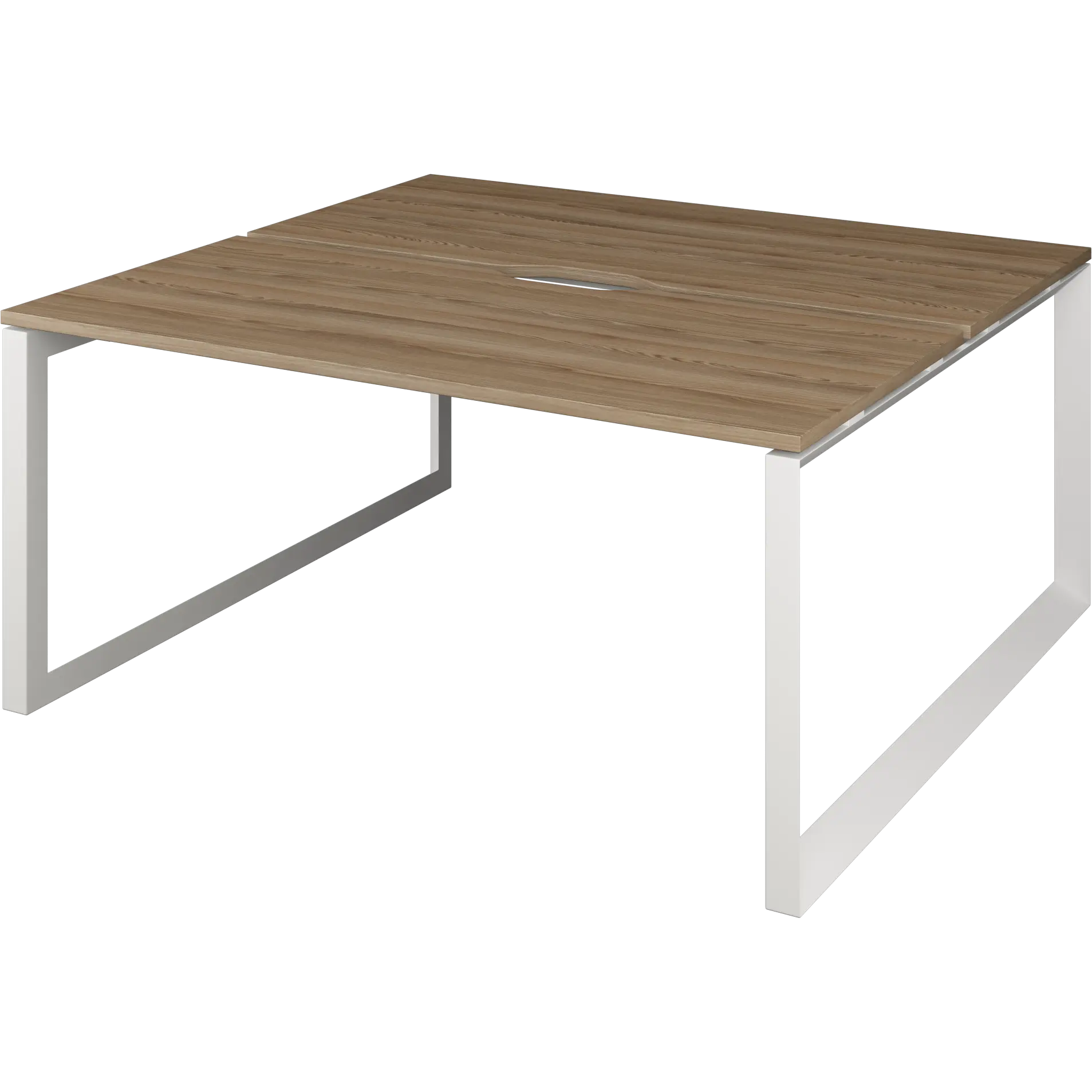 Бенч двойной на 2 рабочих места на металлокаркасе Аргентум-МП НТМП.О.Б2-160 Дуб сафари/Белый