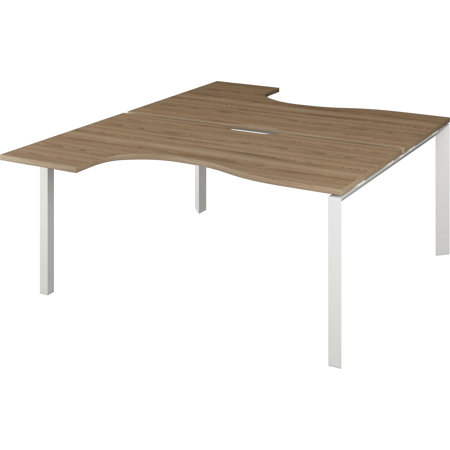 Бенч эргономичный на 2 рабочих места на металлокаркасе Аргентум-МП НТМП.П.Б2-060 Дуб сафари/Белый