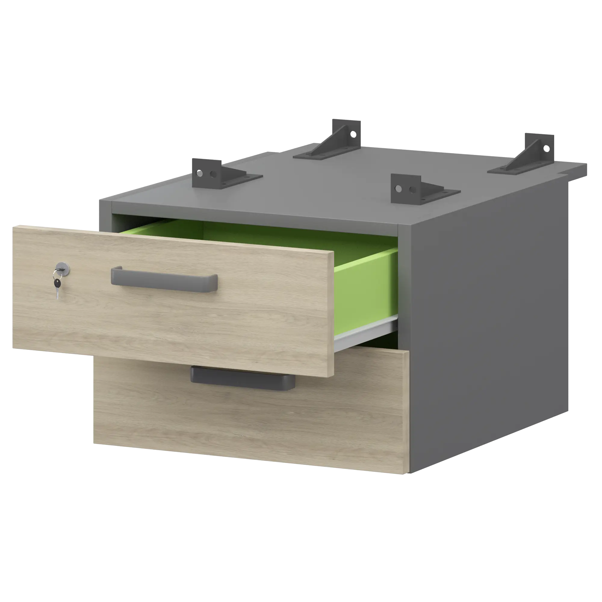 Тумба подвесная для столов на м/каркасе гл.730 мм Смарт СМТ-2ПД.73 Графит/Кронберг