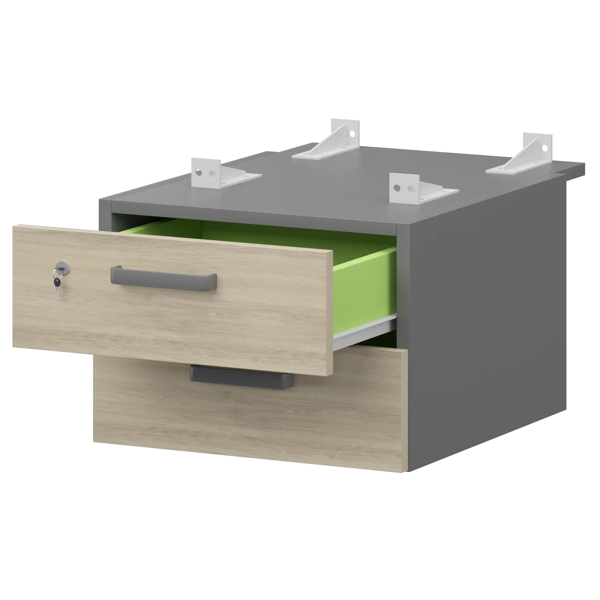 Тумба подвесная для столов на м/каркасе гл.730 мм Смарт СМТ-2ПД.73 Графит/Кронберг