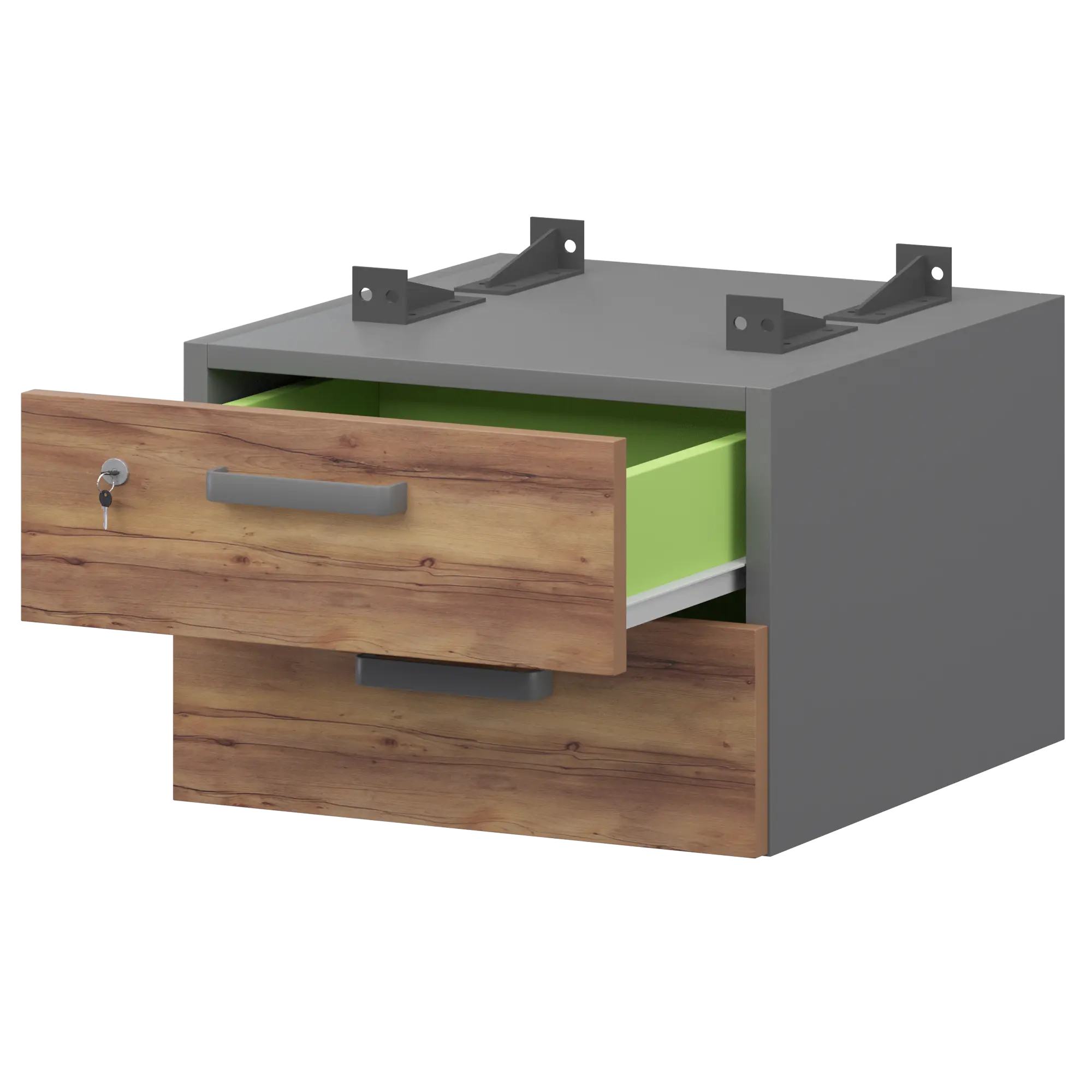 Тумба подвесная для столов на м/каркасе гл.600 мм Смарт СМТ-2ПД.60 Графит/Таксония