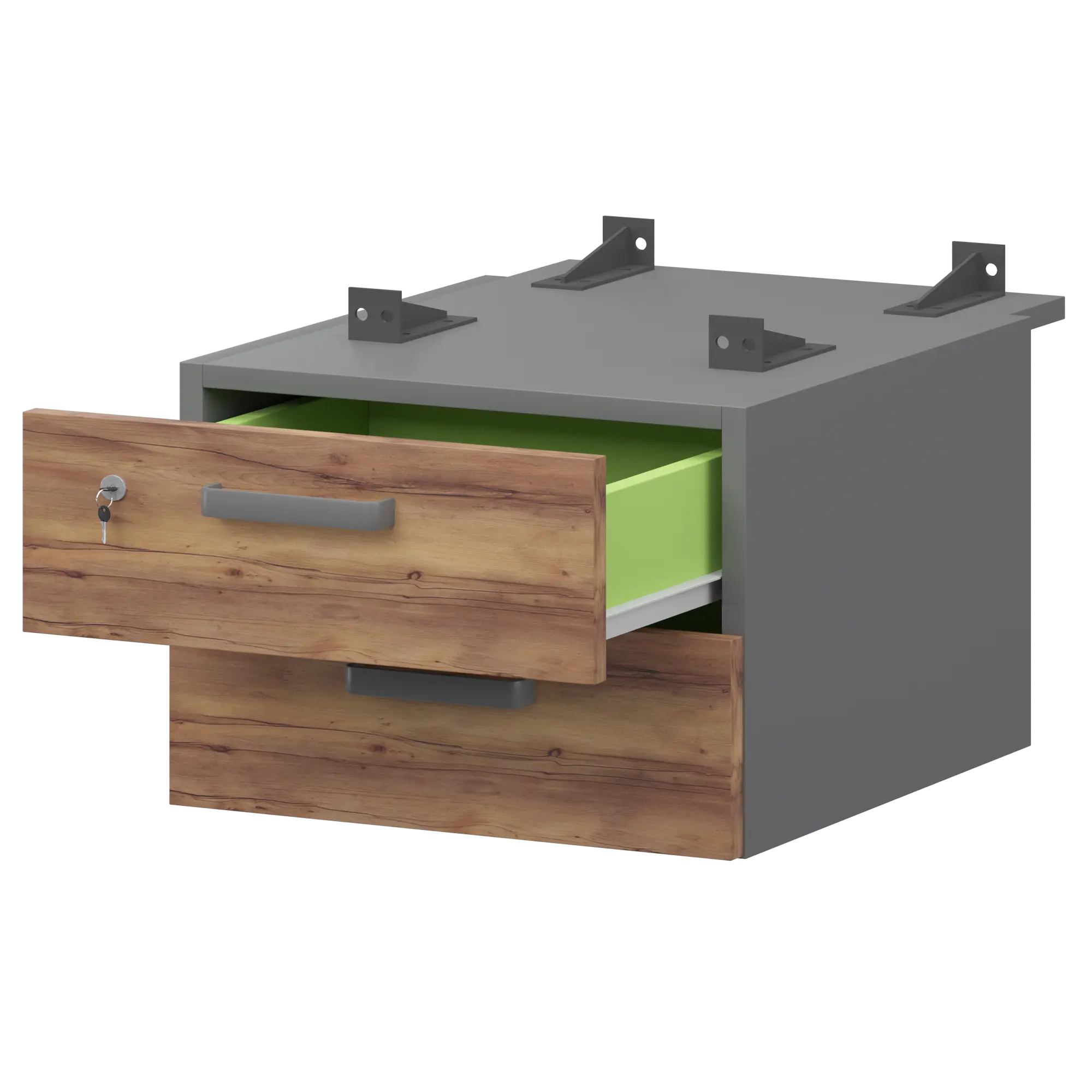 Тумба подвесная для столов на м/каркасе гл.730 мм Смарт СМТ-2ПД.73 Графит/Таксония