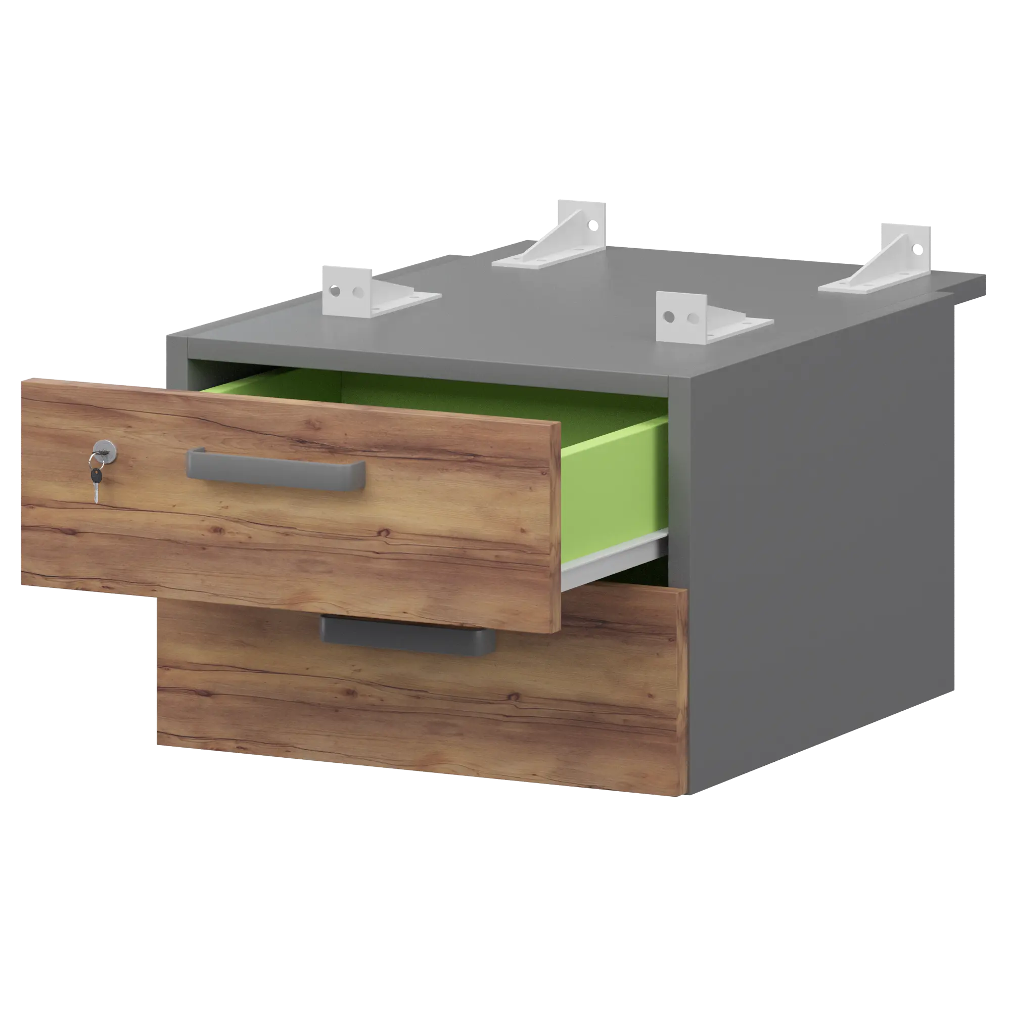 Тумба подвесная для столов на м/каркасе гл.730 мм Смарт СМТ-2ПД.73 Графит/Таксония