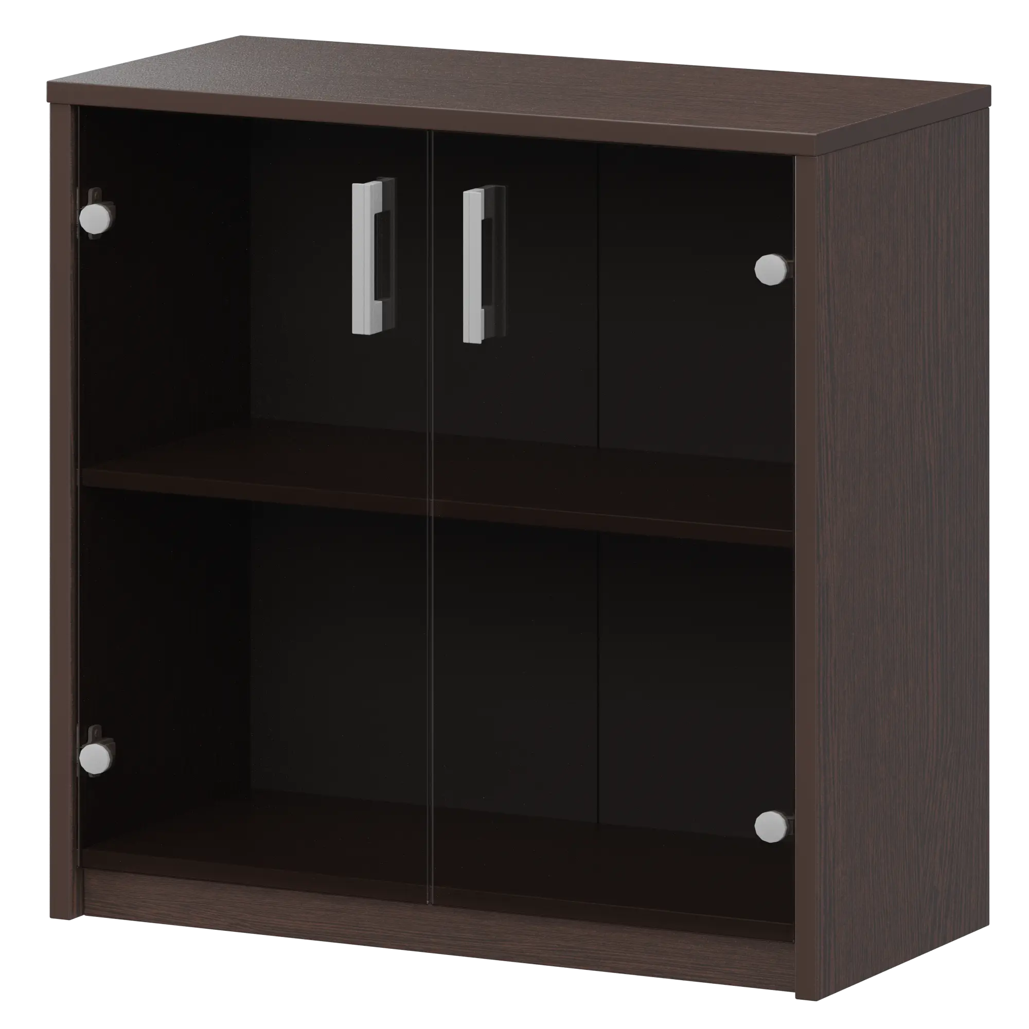 Стеллаж низкий с тонированным стеклом Арго А-302/А-стл302тон Дуб венге