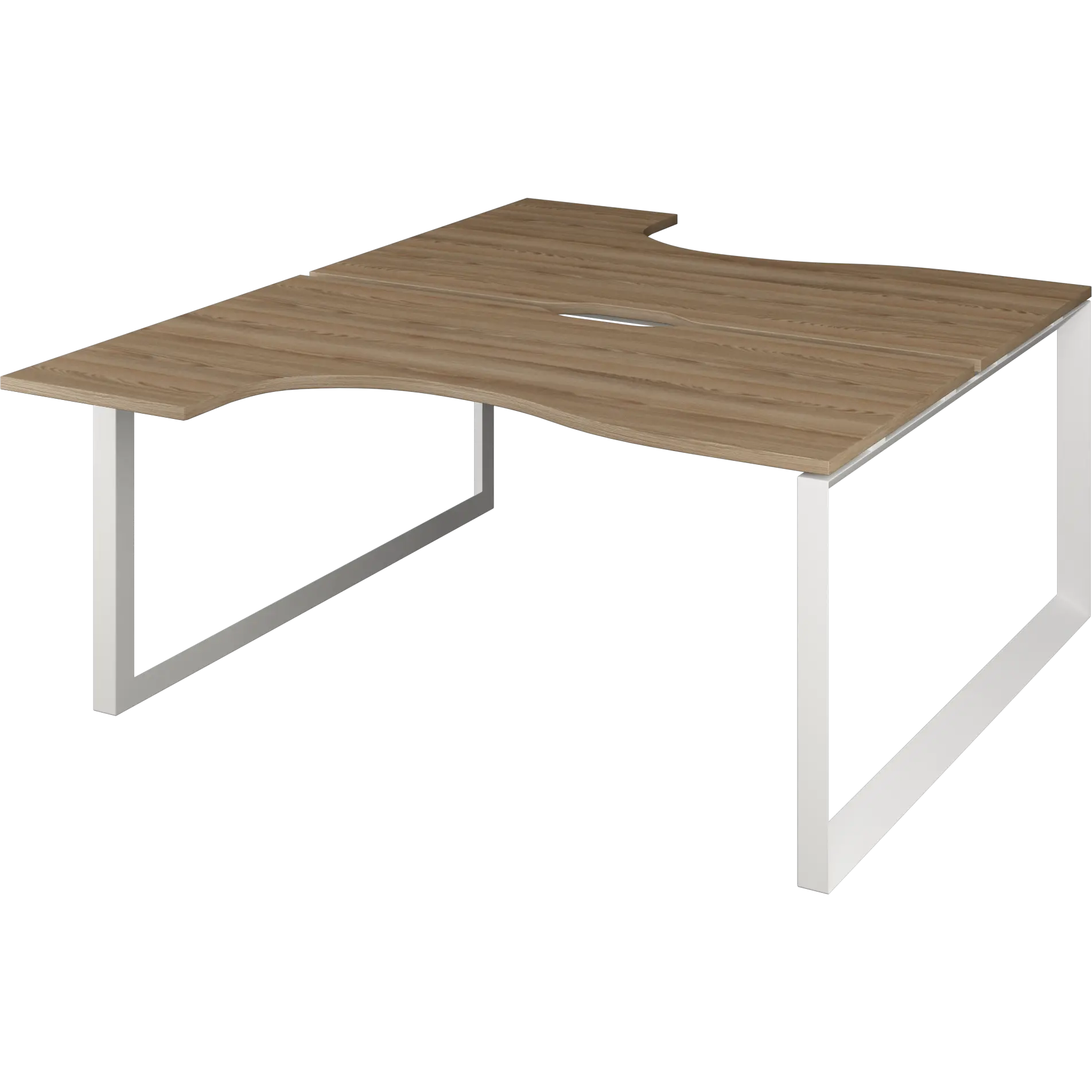 Бенч эргономичный на 2 рабочих места на металлокаркасе Аргентум-МП НТМП.О.Б2-040 Дуб сафари/Белый