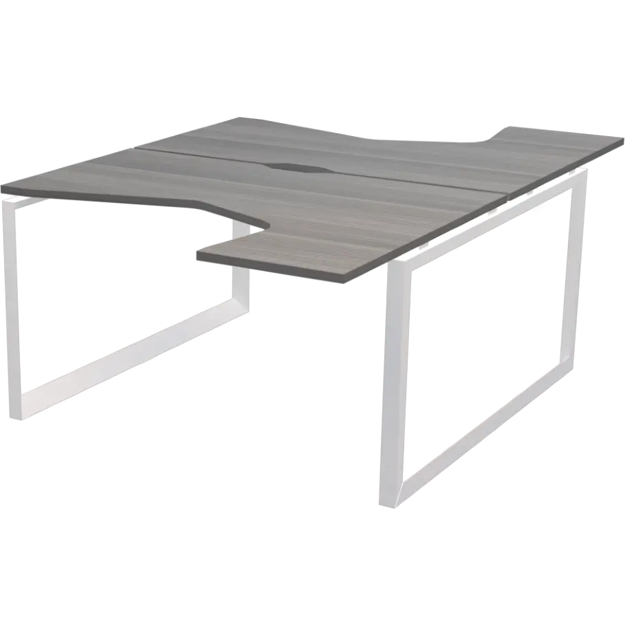 Бенч эргономичный на 2 рабочих места на металлокаркасе Аргентум-МП НТМП.О.Б2-040 Лиственница/Белый