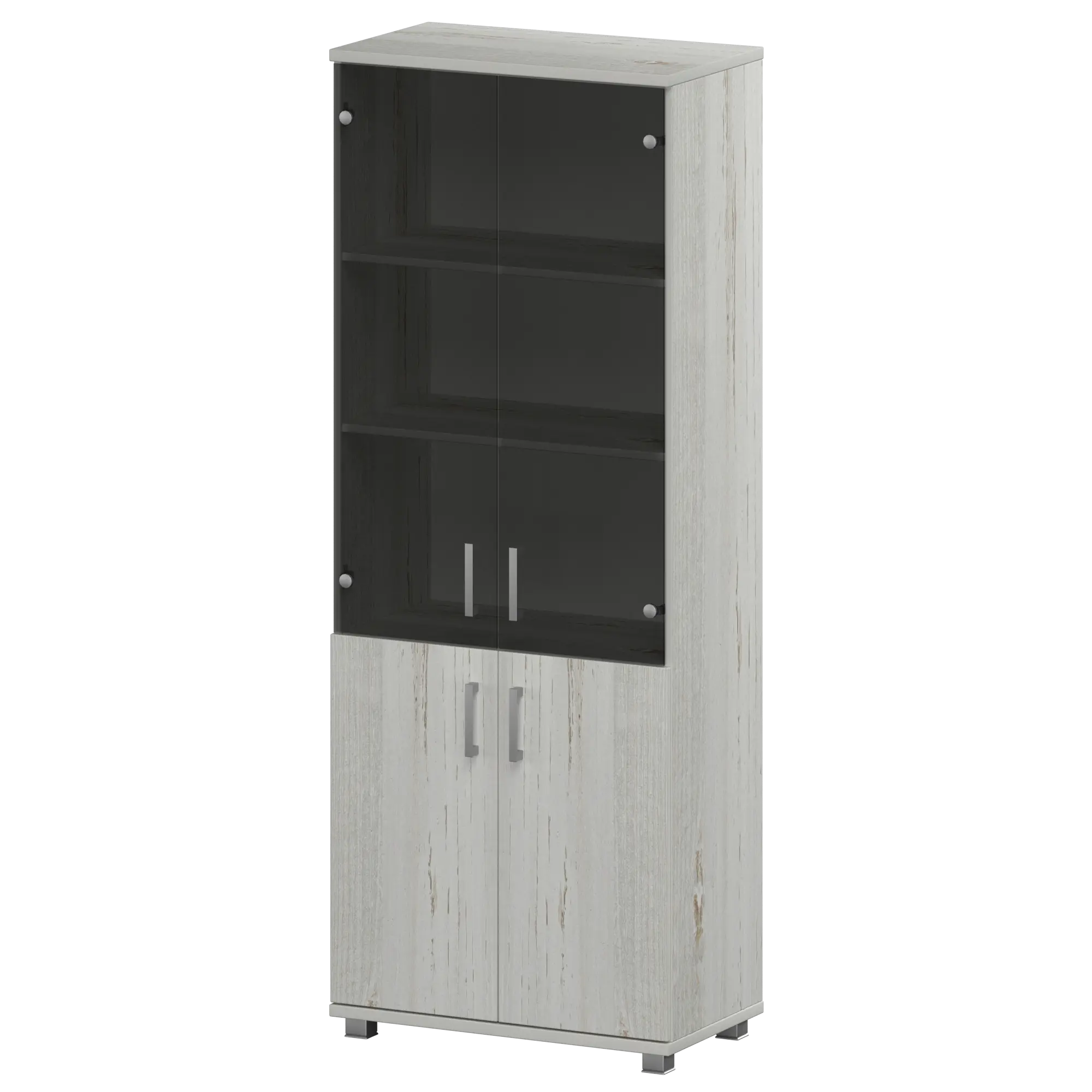 Стеллаж высокий закрытый с стеклянными фасадами Аргентум "НТ-580;НТ-600.2;НТ-601.2стл" Сосна винтер