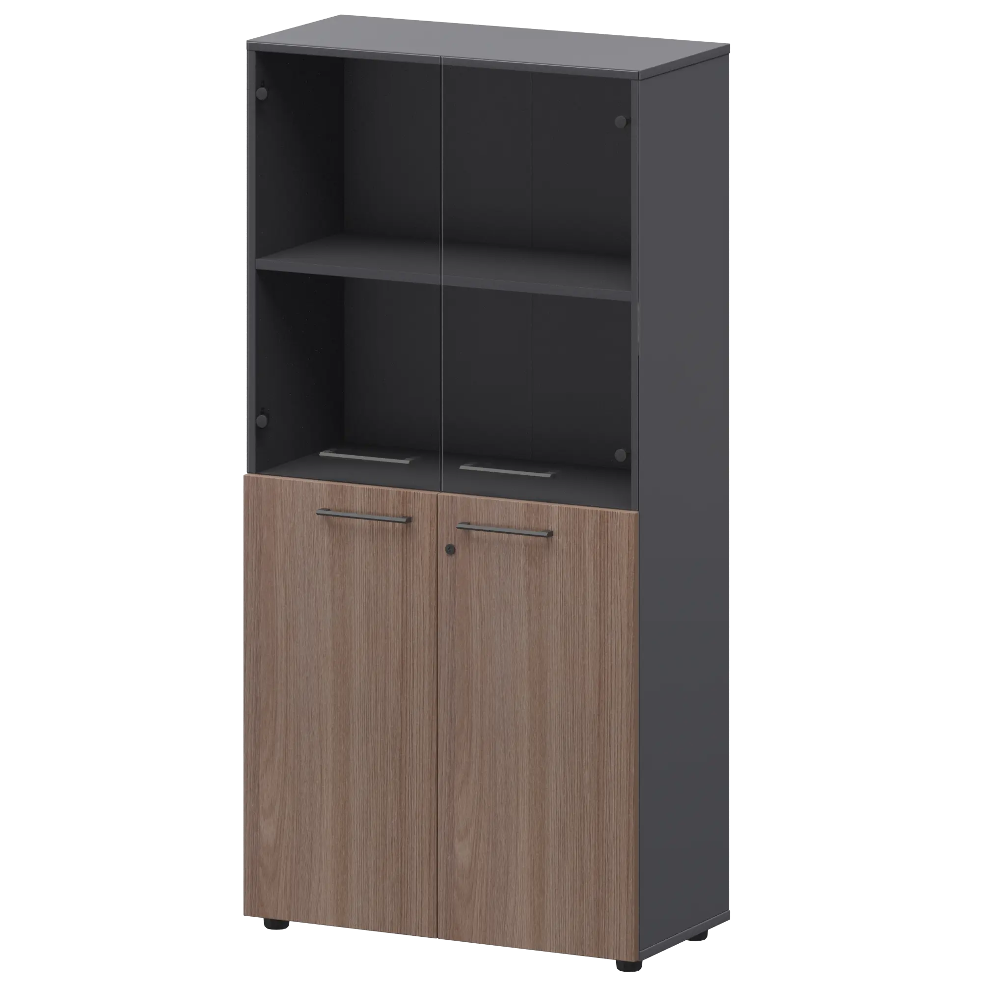 Шкаф высокий комб. Кортез СМШ48.28F.28S Темный шимо/Графит