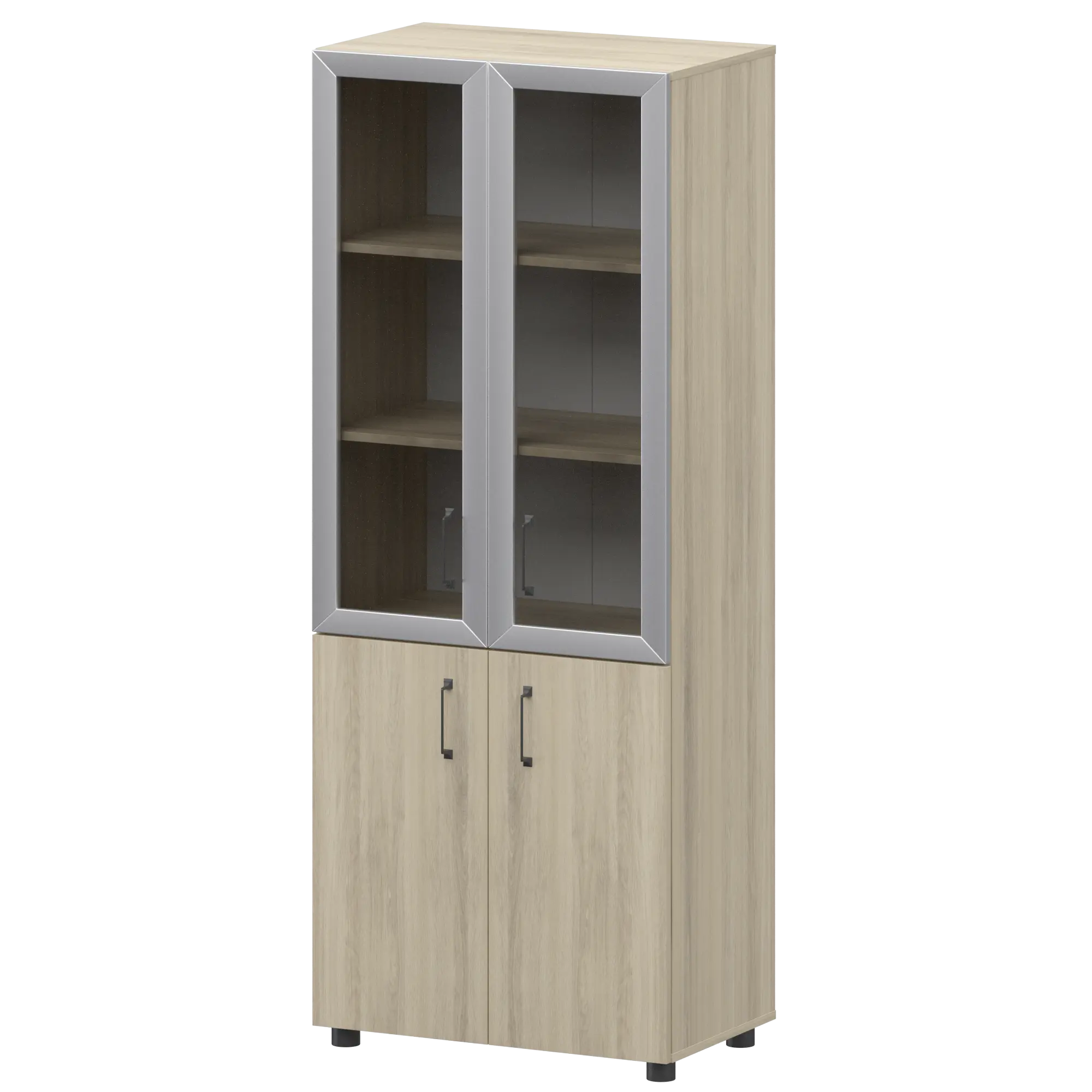 Стеллаж комбинированный с стеклянными фасадами в алюминиевой раме Приоритет К-934,К-942,К-945,КФ-942,КФ-945 Кронберг