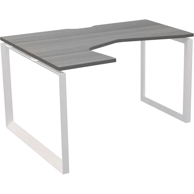 Стол эргономичный левый на металлокаркасе Аргентум-МП НТМП.О-060.ЛВ Лиственница/Белый