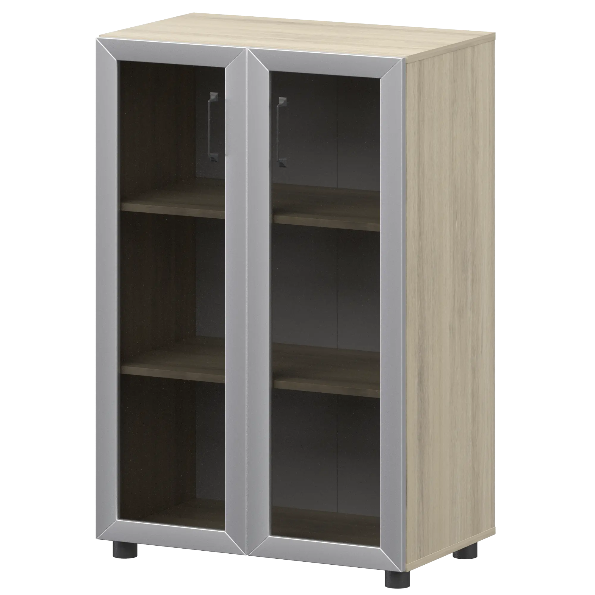 Стеллаж средний закрытый с стеклянными фасадами в алюминиевой раме Приоритет К-933,К-945,КФ-945 Кронберг