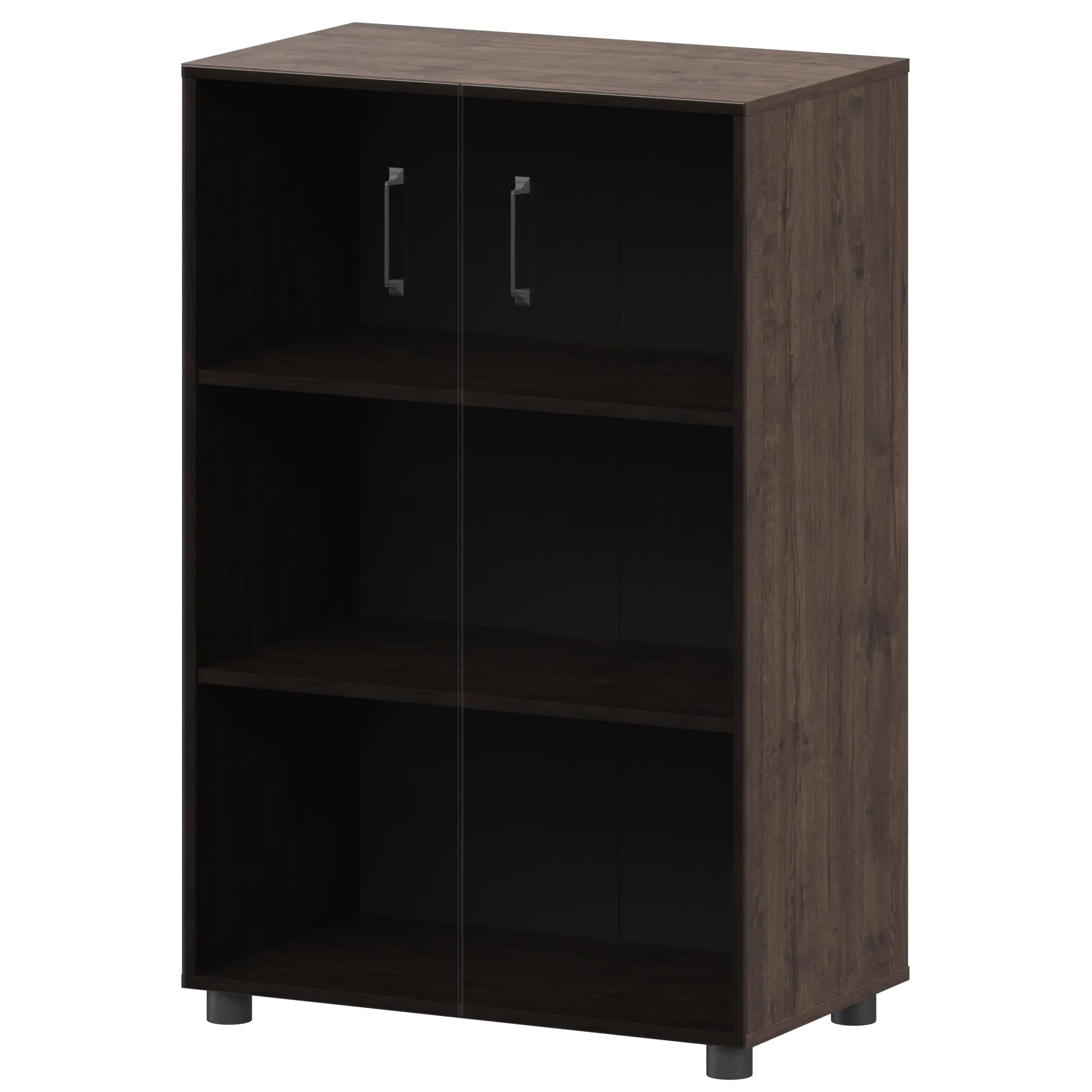 Стеллаж средний закрытый с стеклянными фасадами Приоритет К-933,К-946,КФ-946 Дуб апрель