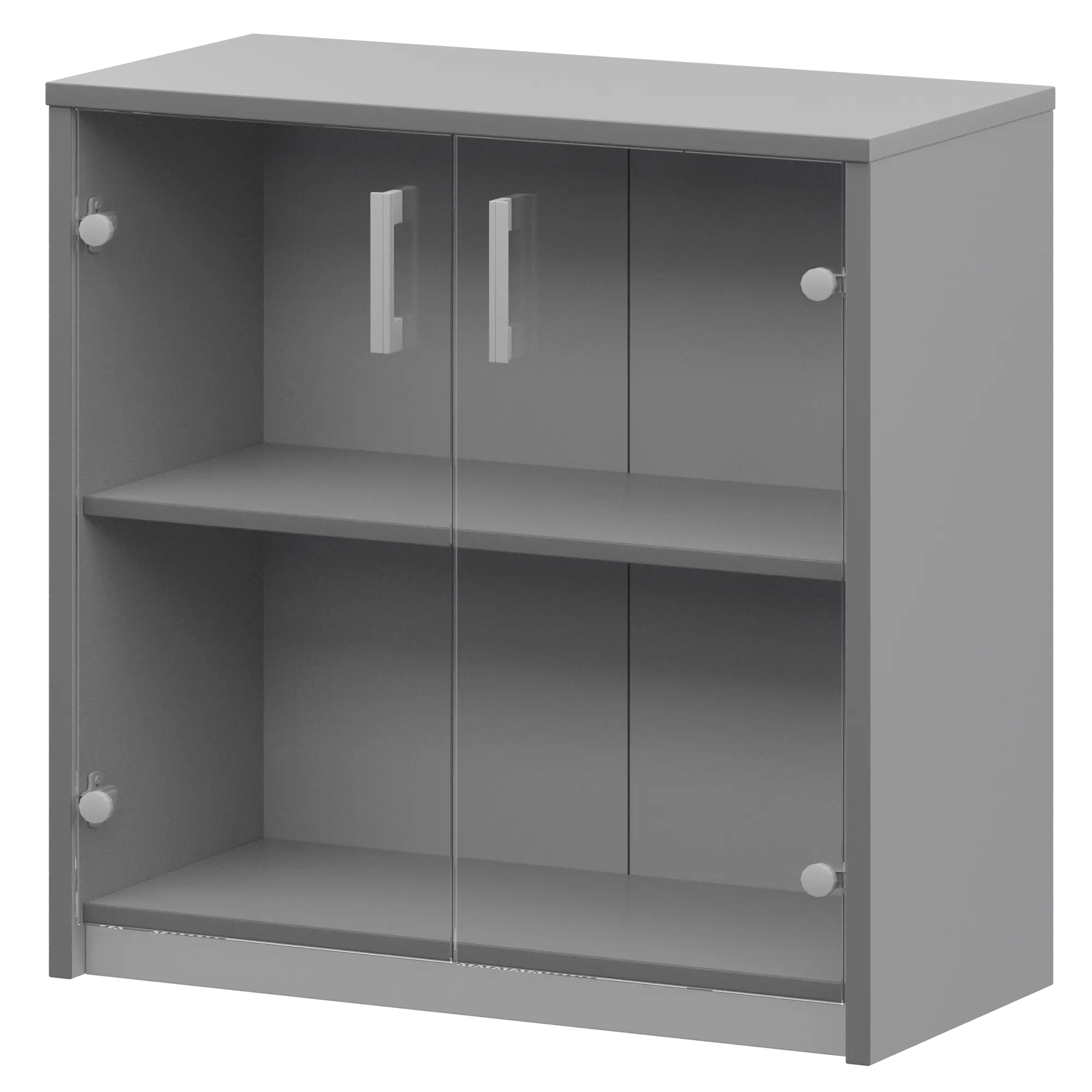 Стеллаж низкий с прозрачным стеклом Арго А-302/А-стл302пр Серый