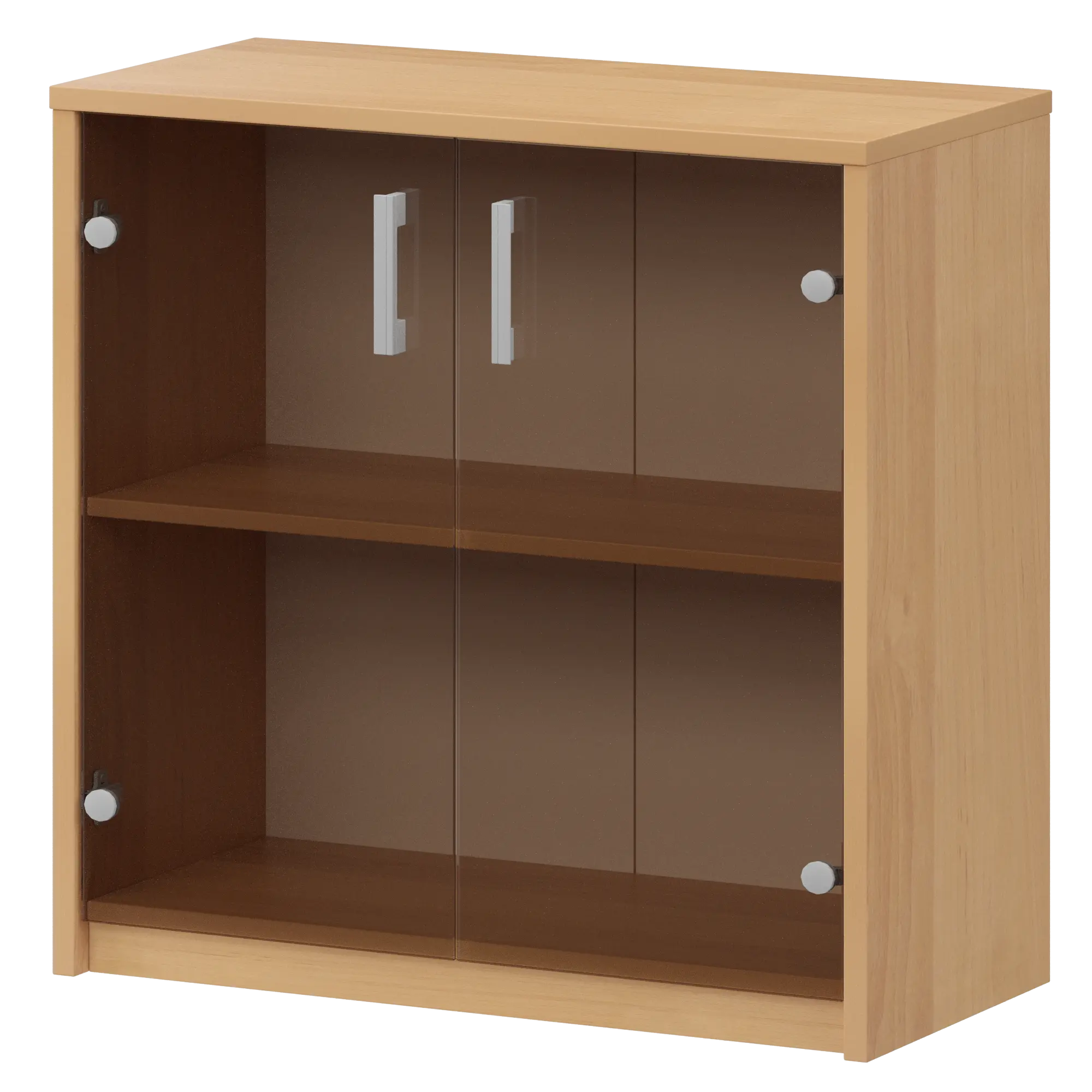 Стеллаж низкий с тонированным стеклом Арго А-302/А-стл302тон Ольха