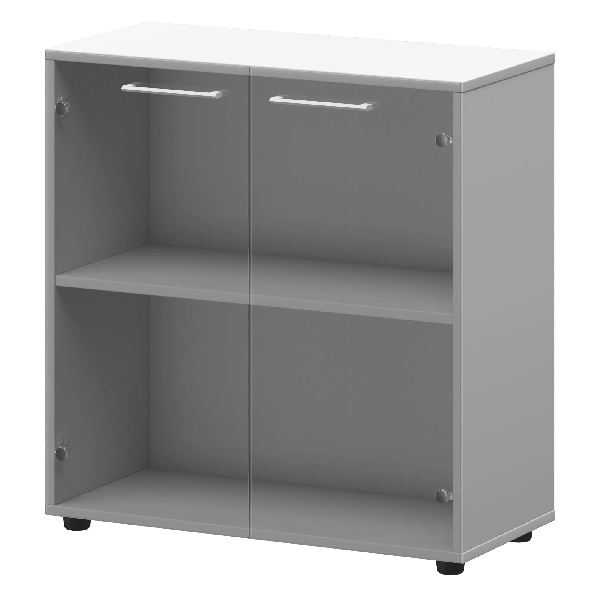 Шкаф низкий со стеклом Кортез СМШ28S(Б) Белый