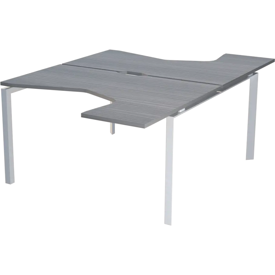 Бенч эргономичный на 2 рабочих места на металлокаркасе Аргентум-МП НТМП.П.Б2-040 Лиственница/Белый