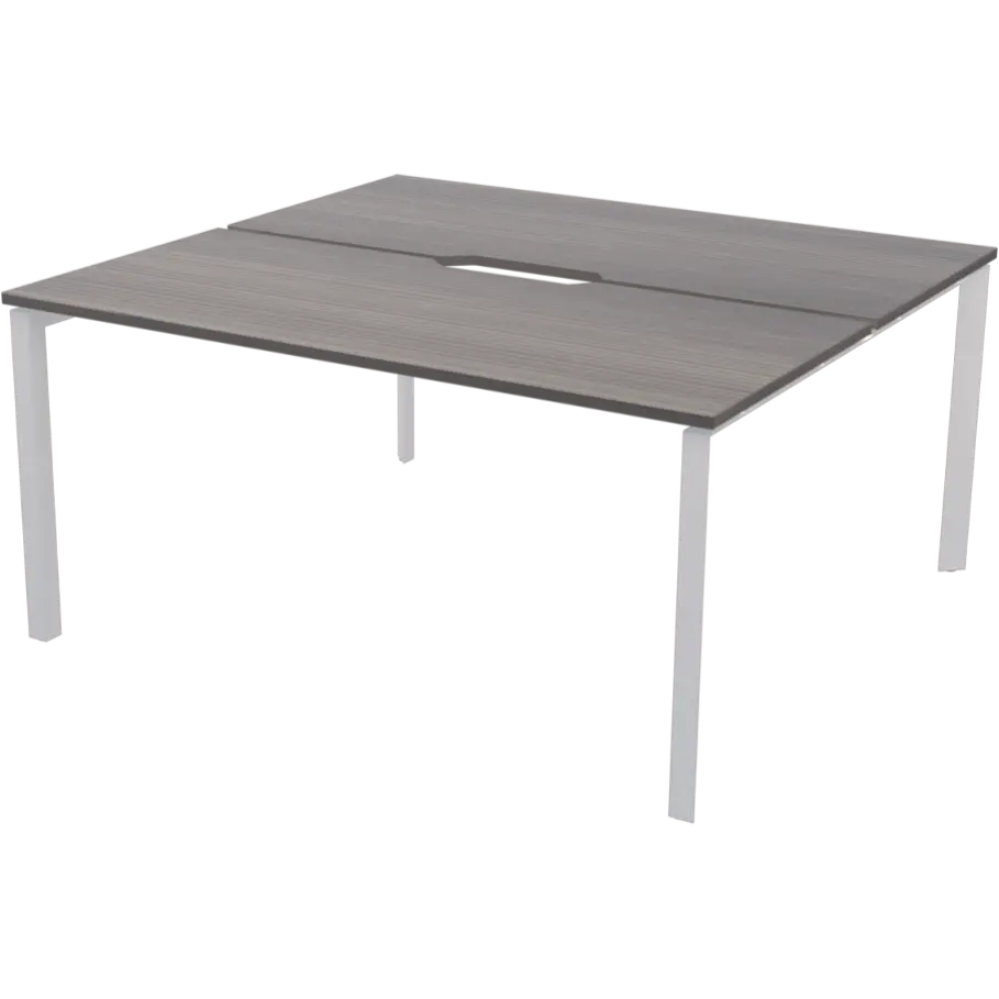 Бенч двойной на 2 рабочих места на металлокаркасе Аргентум-МП НТМП.П.Б2-140 Лиственница/Белый