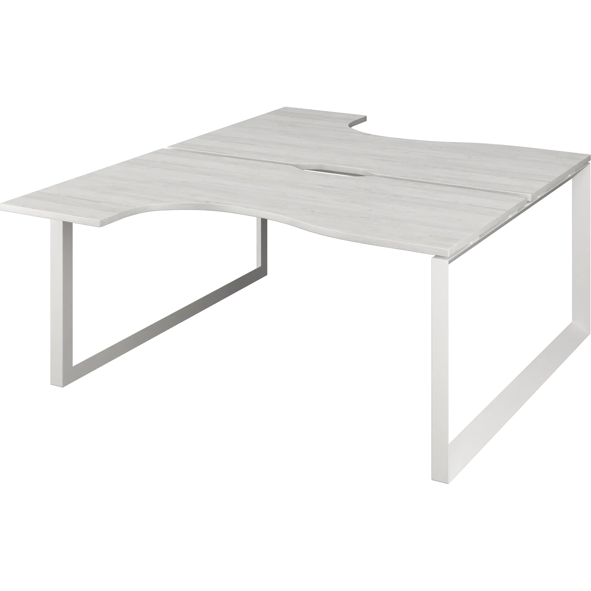 Бенч эргономичный на 2 рабочих места на металлокаркасе Аргентум-МП НТМП.О.Б2-040 Сосна винтер/Белый