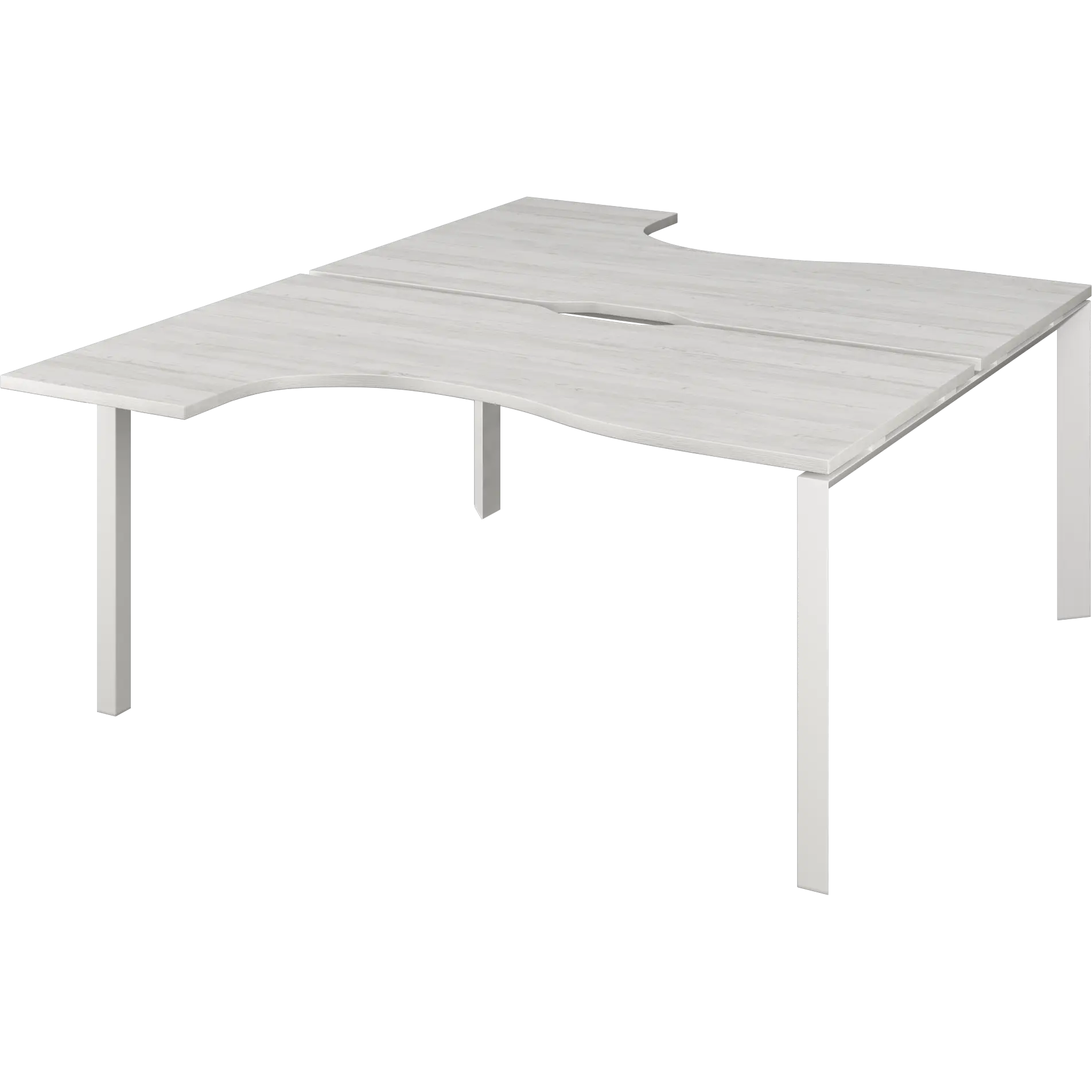 Бенч эргономичный на 2 рабочих места на металлокаркасе Аргентум-МП НТМП.П.Б2-060 Сосна винтер/Белый