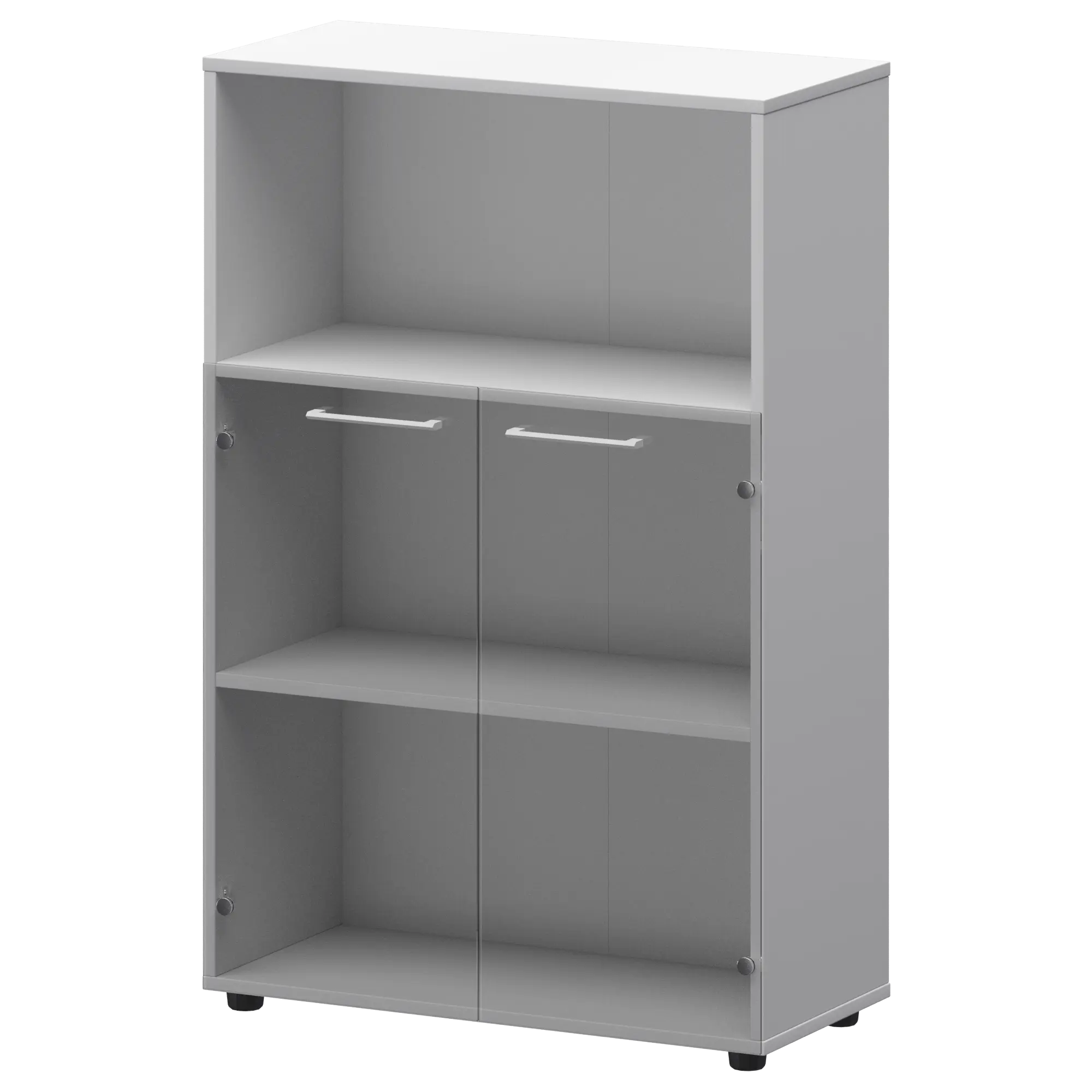 Шкаф средний с нишей со стеклом Кортез СМШ38.28S(Б) Белый