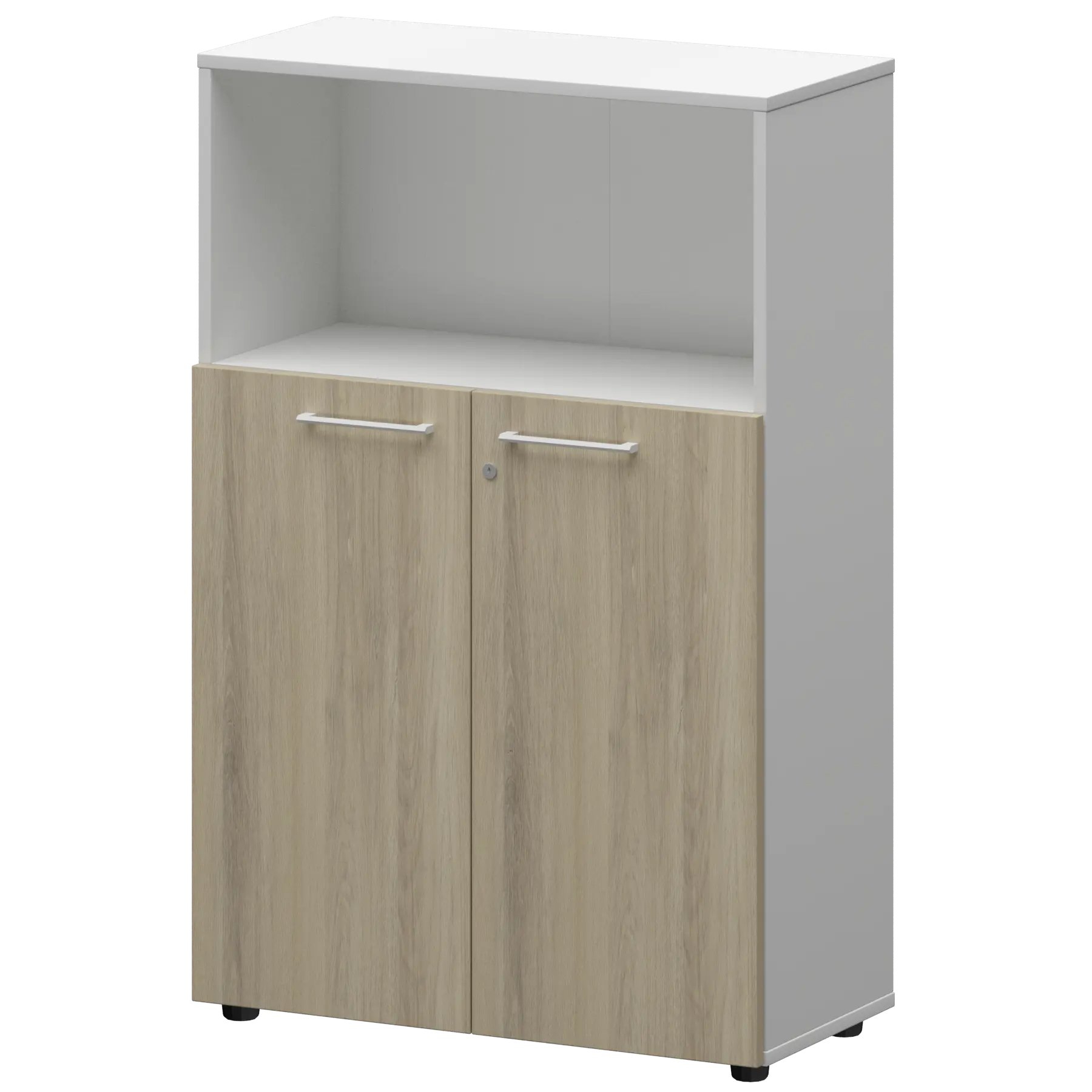 Шкаф средний с нишей Кортез СМШ38.28F(Б) Кронберг/Белый