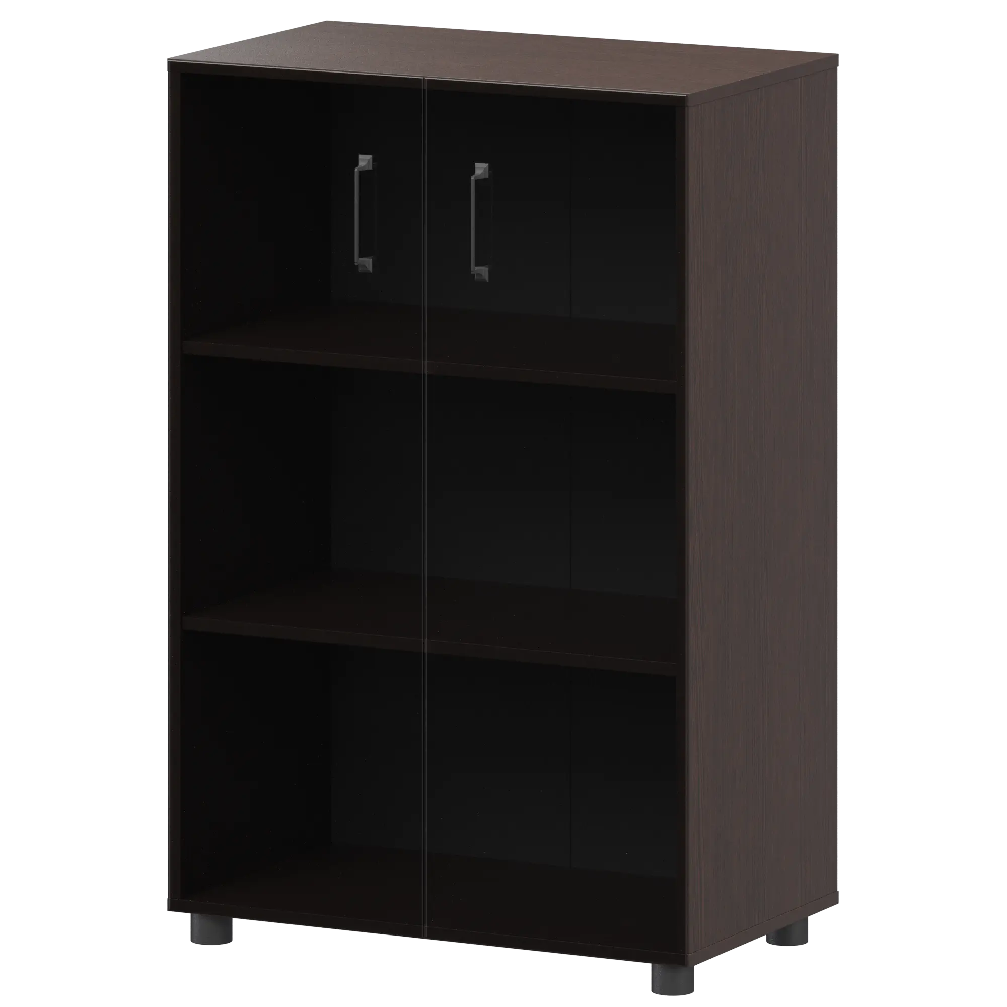 Стеллаж средний закрытый со стеклянными фасадами Приоритет К-933,К-946,КФ-946 Дуб венге