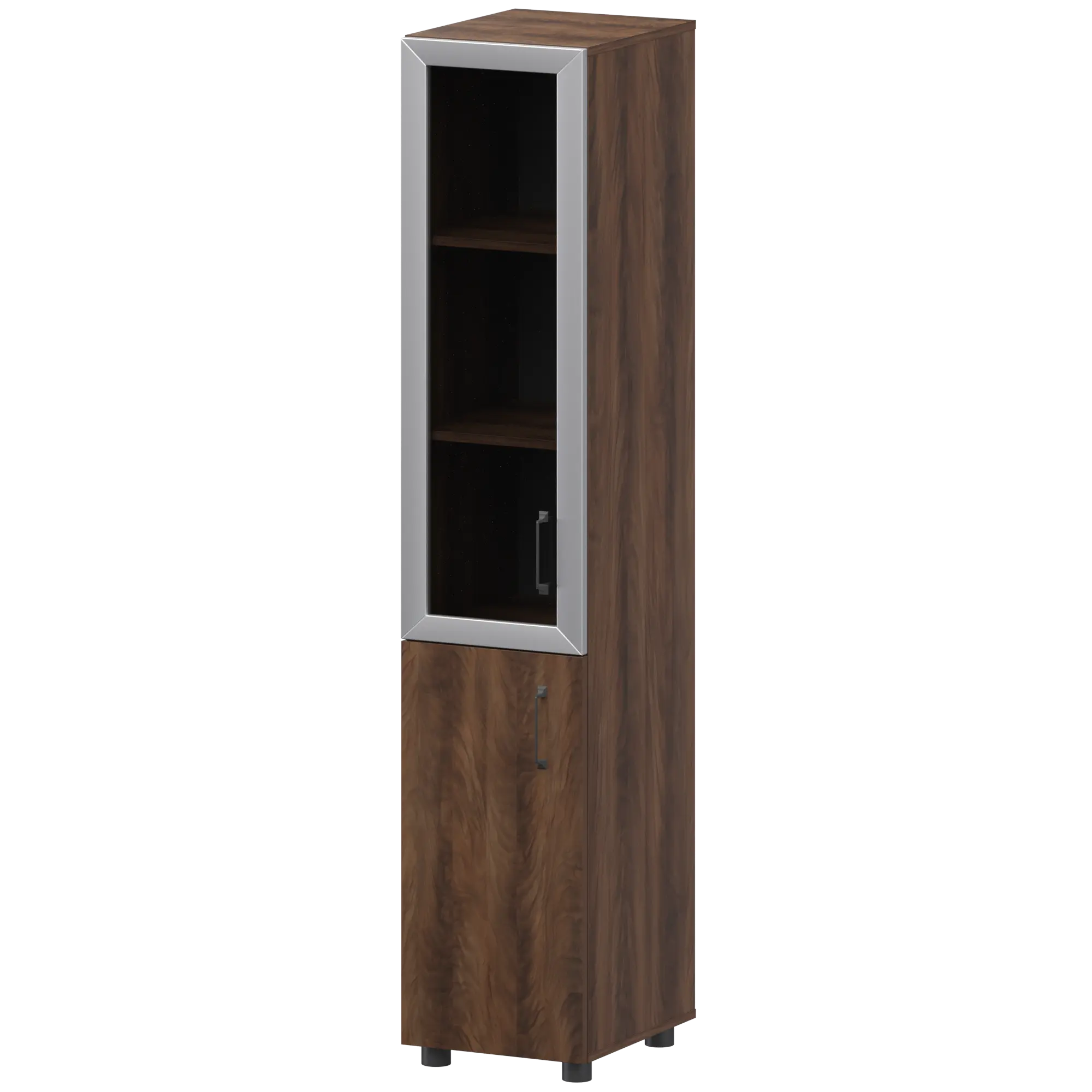 Стеллаж комбинированный узкий с стеклянным фасадом в алюминиевой раме левый Приоритет К-932,К-936,К-939,КФ-936,КФ-939 Лагос