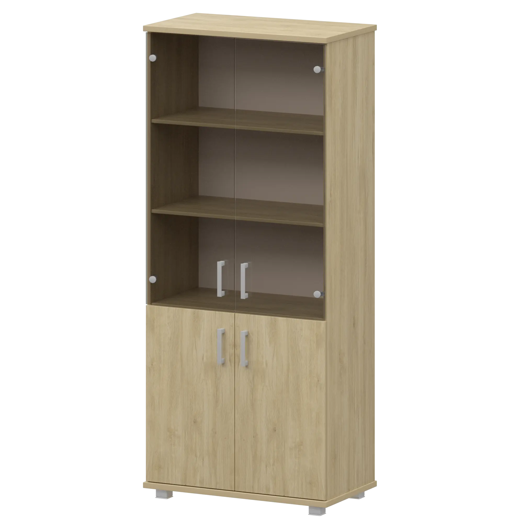 Стеллаж высокий закрытый с стеклянными фасадами Аргентум "НТ-580;НТ-600.2;НТ-601.2стл" Баттл Рок