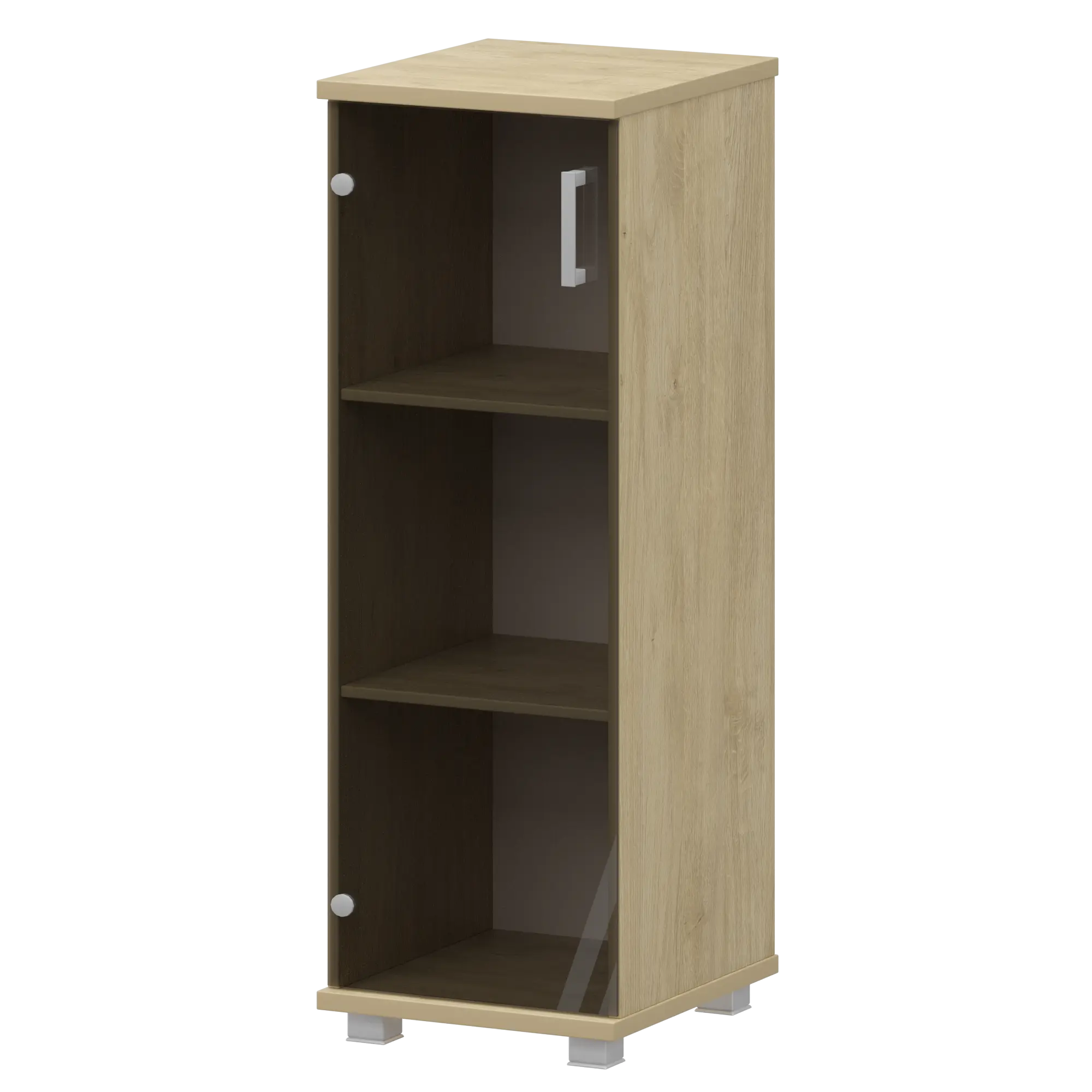 Стеллаж низкий узкий закрытый со стеклянным фасадом Аргентум "НТ-440;НТ-601стл" Баттл Рок