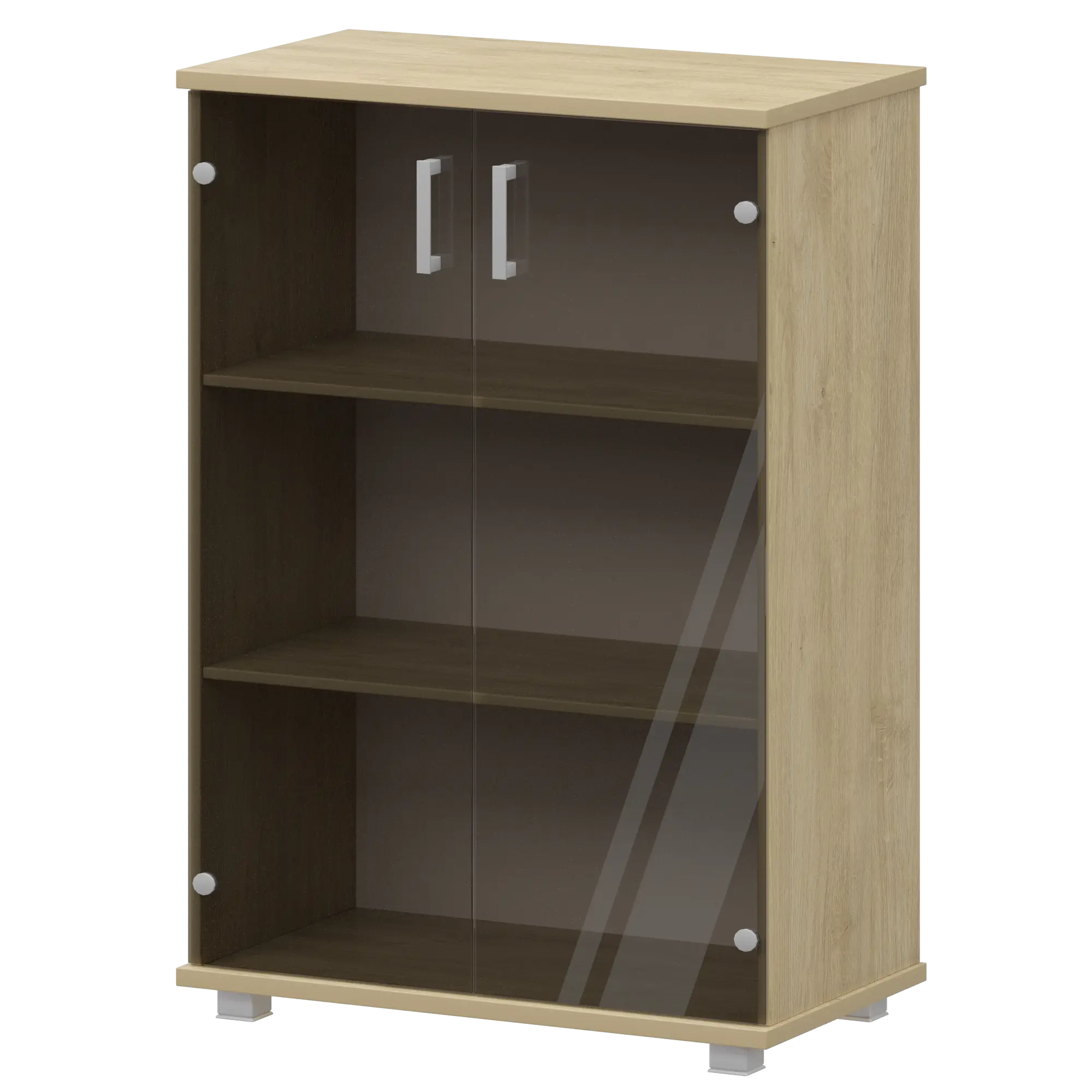 Стеллаж низкий закрытый со стеклянными фасадами Аргентум "НТ-480;НТ-601.2стл" Баттл Рок