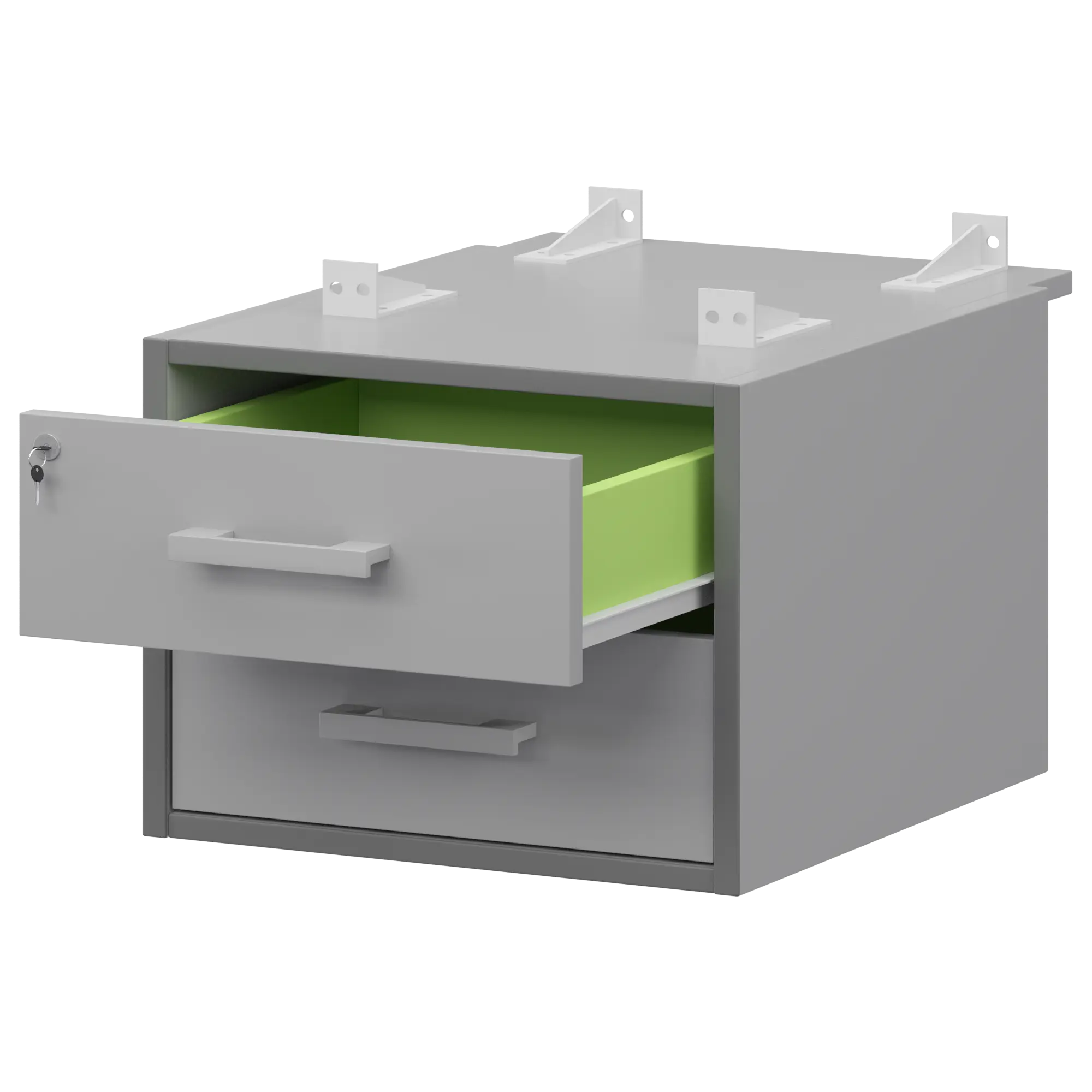 Тумба подвесная для столов на м/каркасе гл.730 мм Арго-М АМТ2-02Ц.73 Серый/Белый