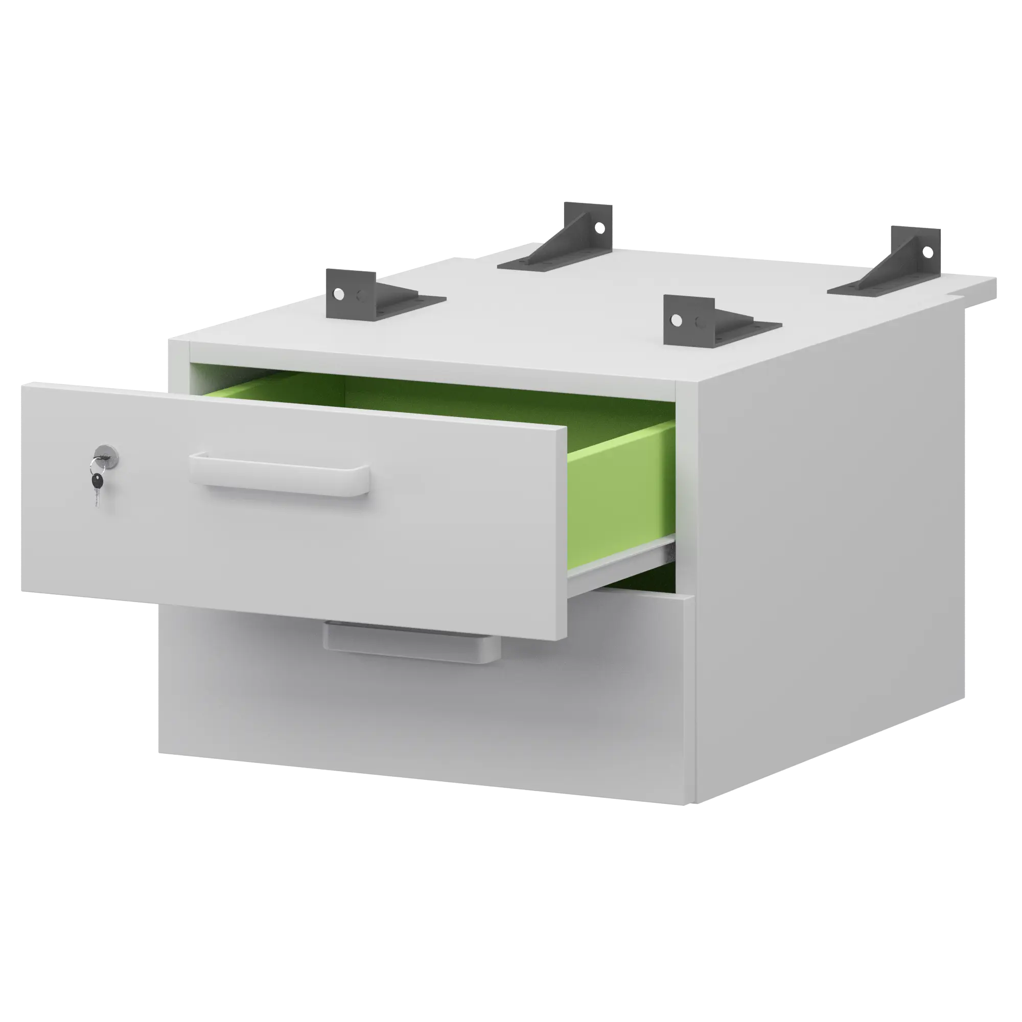 Тумба подвесная для столов на м/каркасе гл.730 мм Смарт СМТ-2ПД.73 Белый