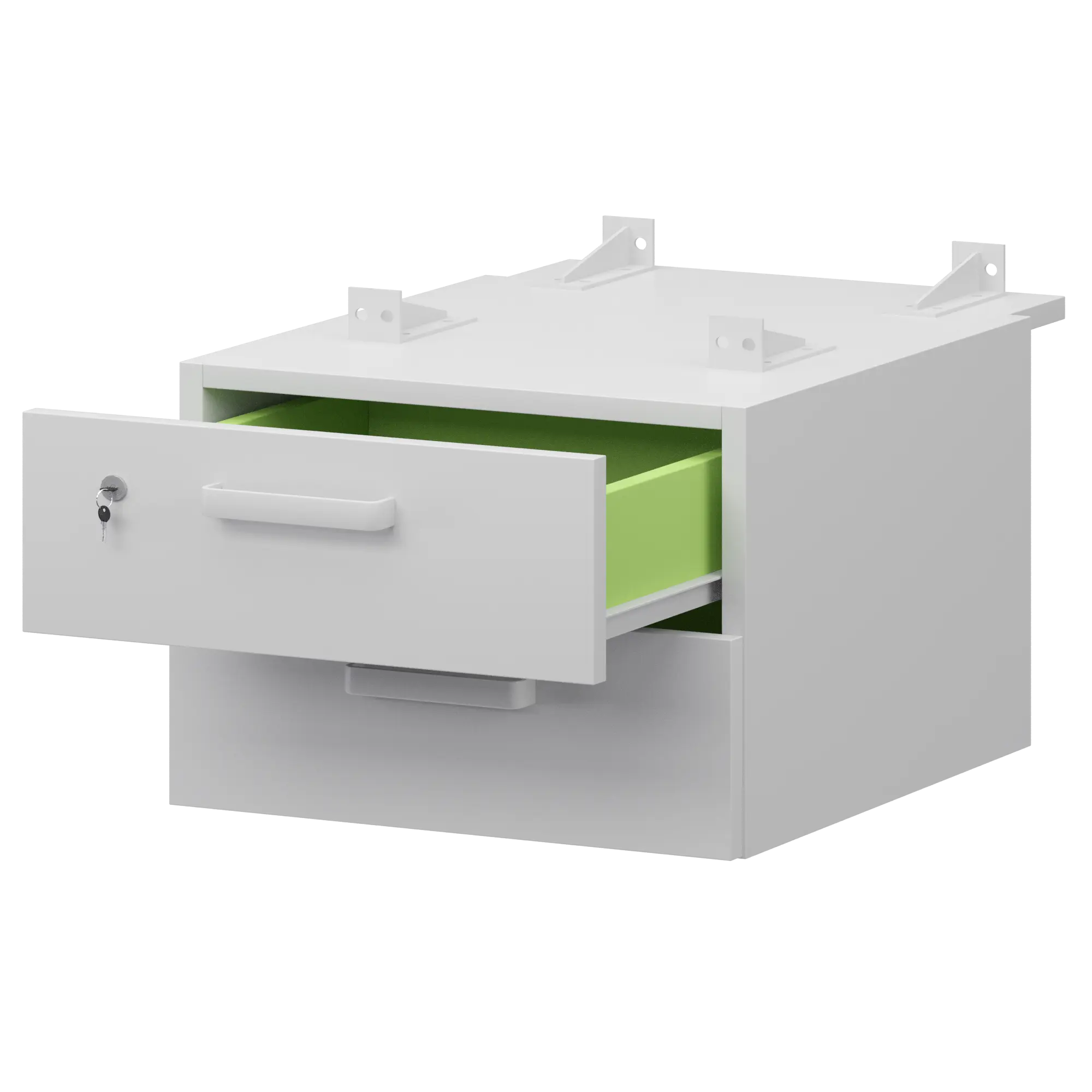 Тумба подвесная для столов на м/каркасе гл.730 мм Смарт СМТ-2ПД.73 Белый