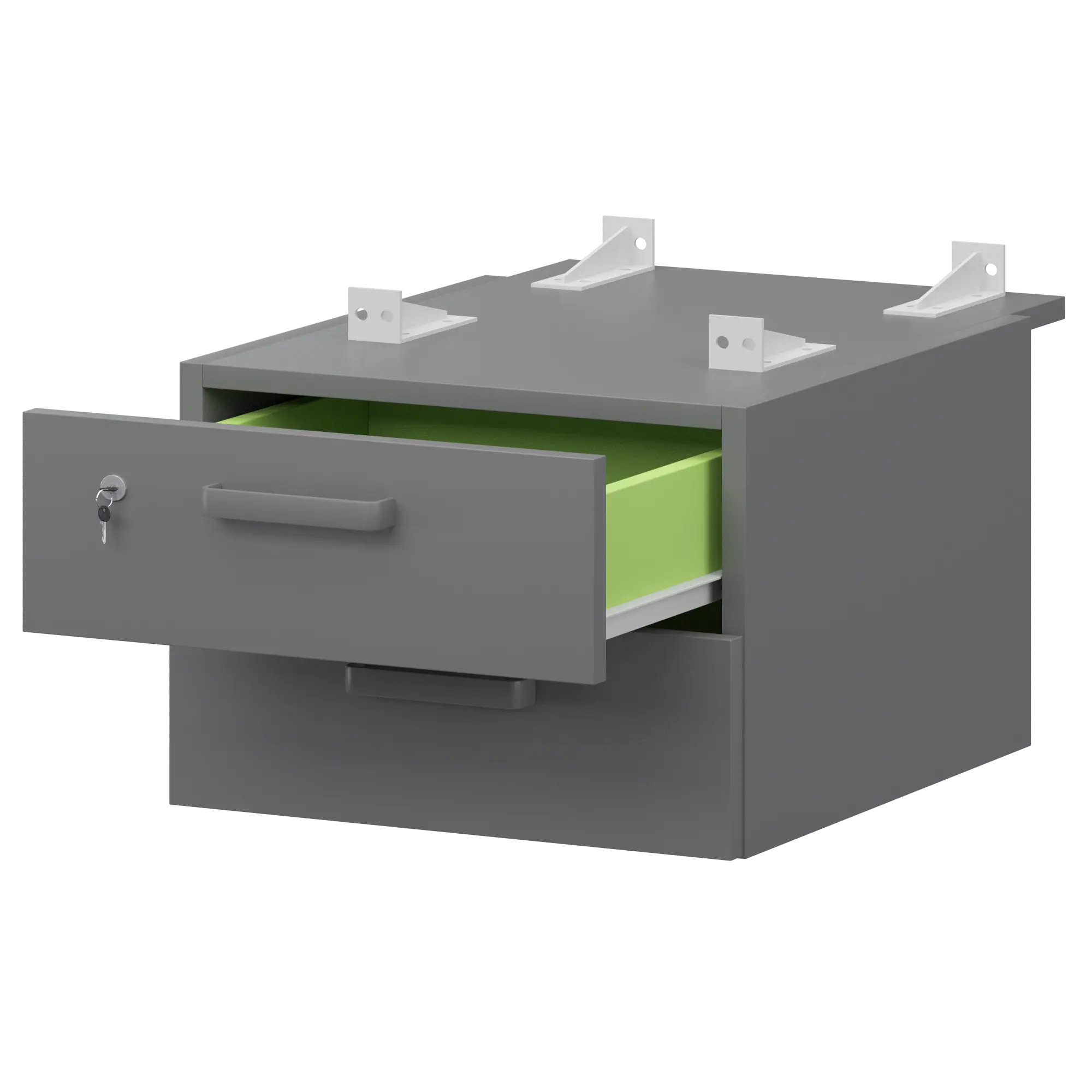 Тумба подвесная для столов на м/каркасе гл.730 мм Смарт СМТ-2ПД.73 Графит