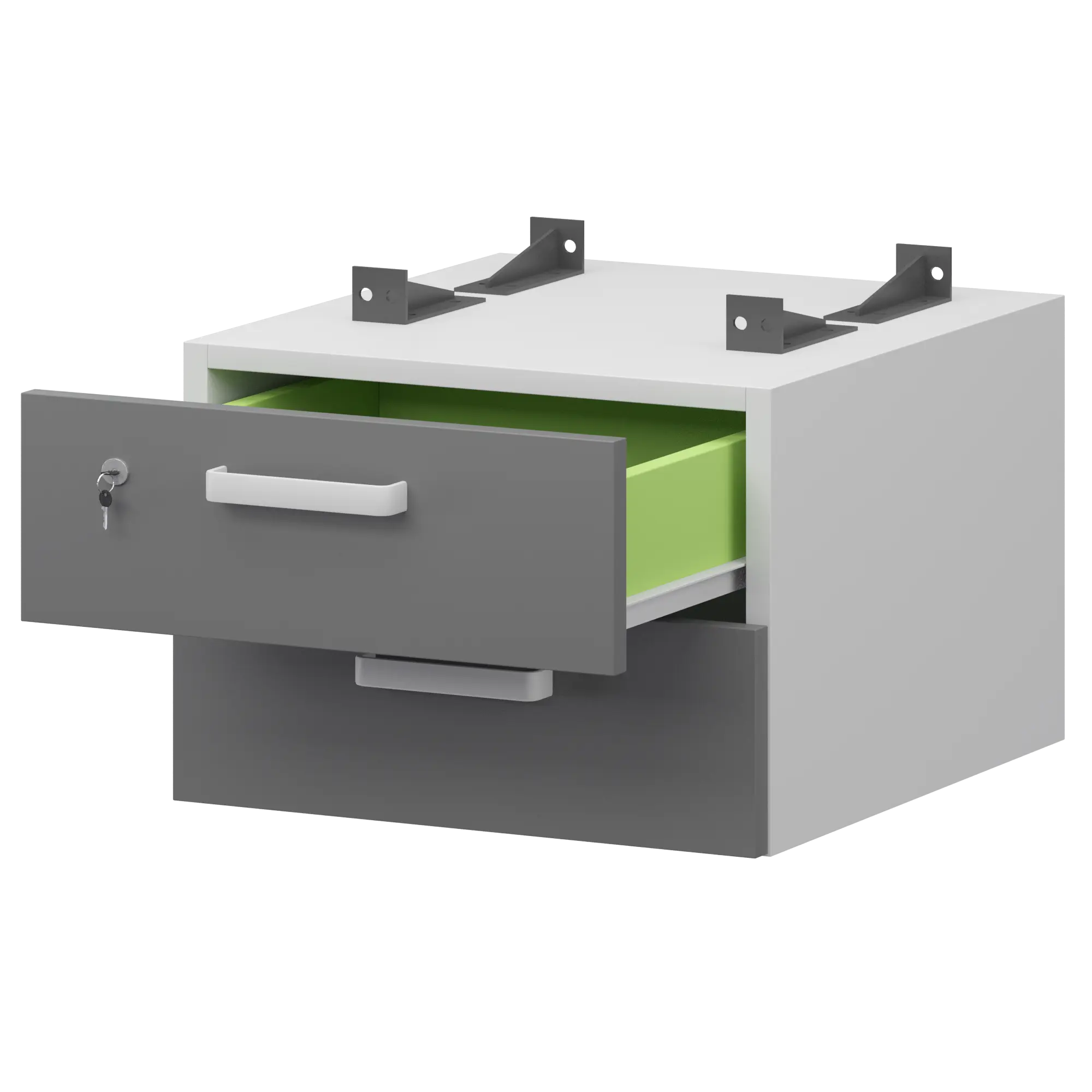 Тумба подвесная для столов на м/каркасе гл.600 мм Смарт СМТ-2ПД.60 Белый/Графит