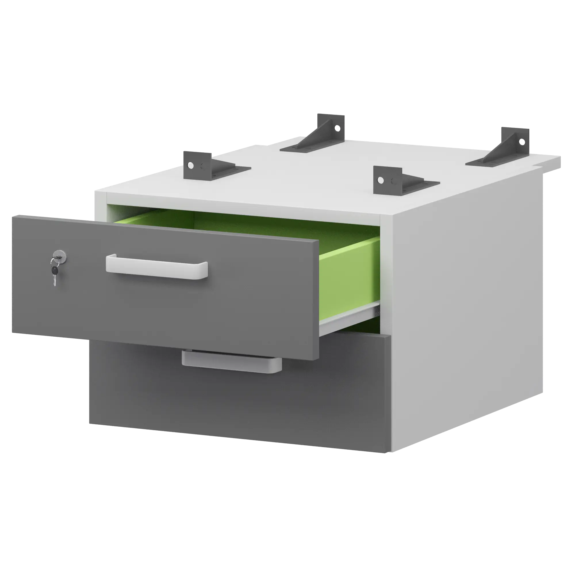 Тумба подвесная для столов на м/каркасе гл.730 мм Смарт СМТ-2ПД.73 Белый/Графит